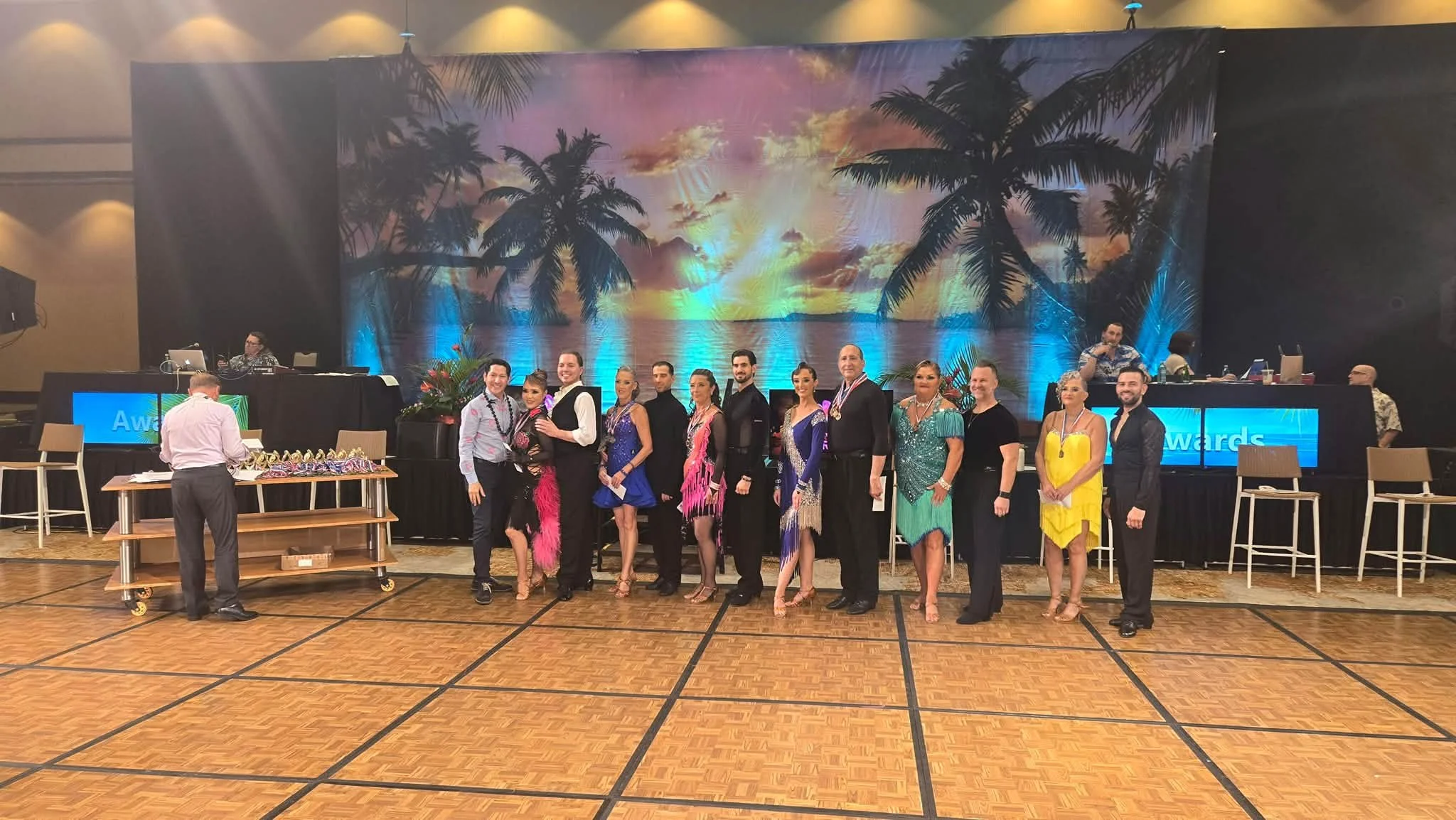 Competitors line up across the Hawaii Star Ball ballroom floor