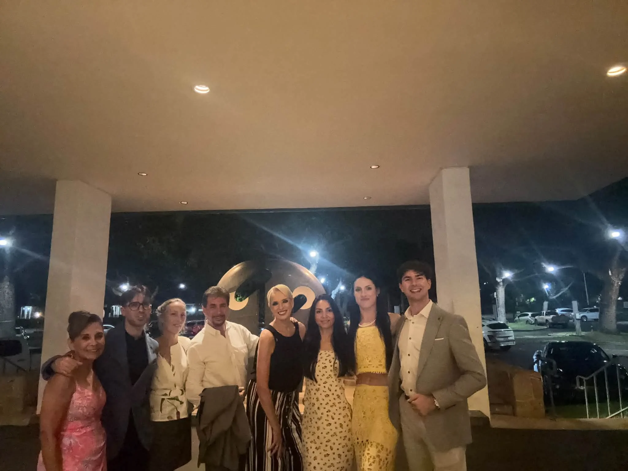 The Dance Fire group gathers for an evening portrait during the Hawaii visit