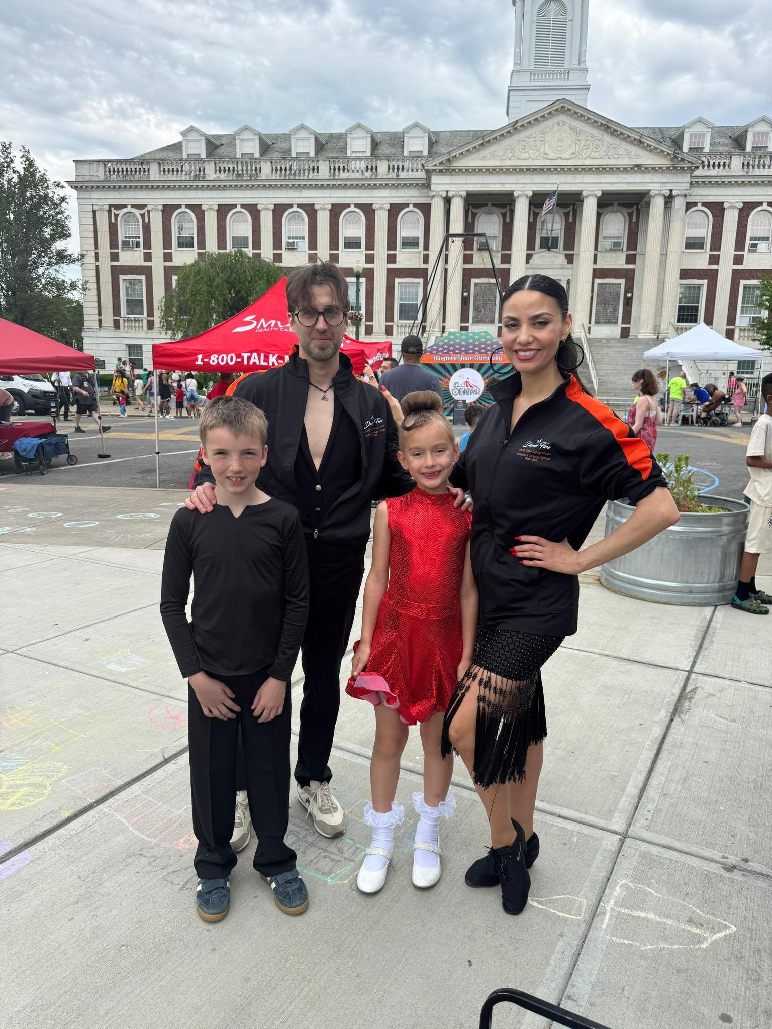 Young dancers Dashell and Ariya with Dance Fire team members at the Schenectady Kids Arts Festival