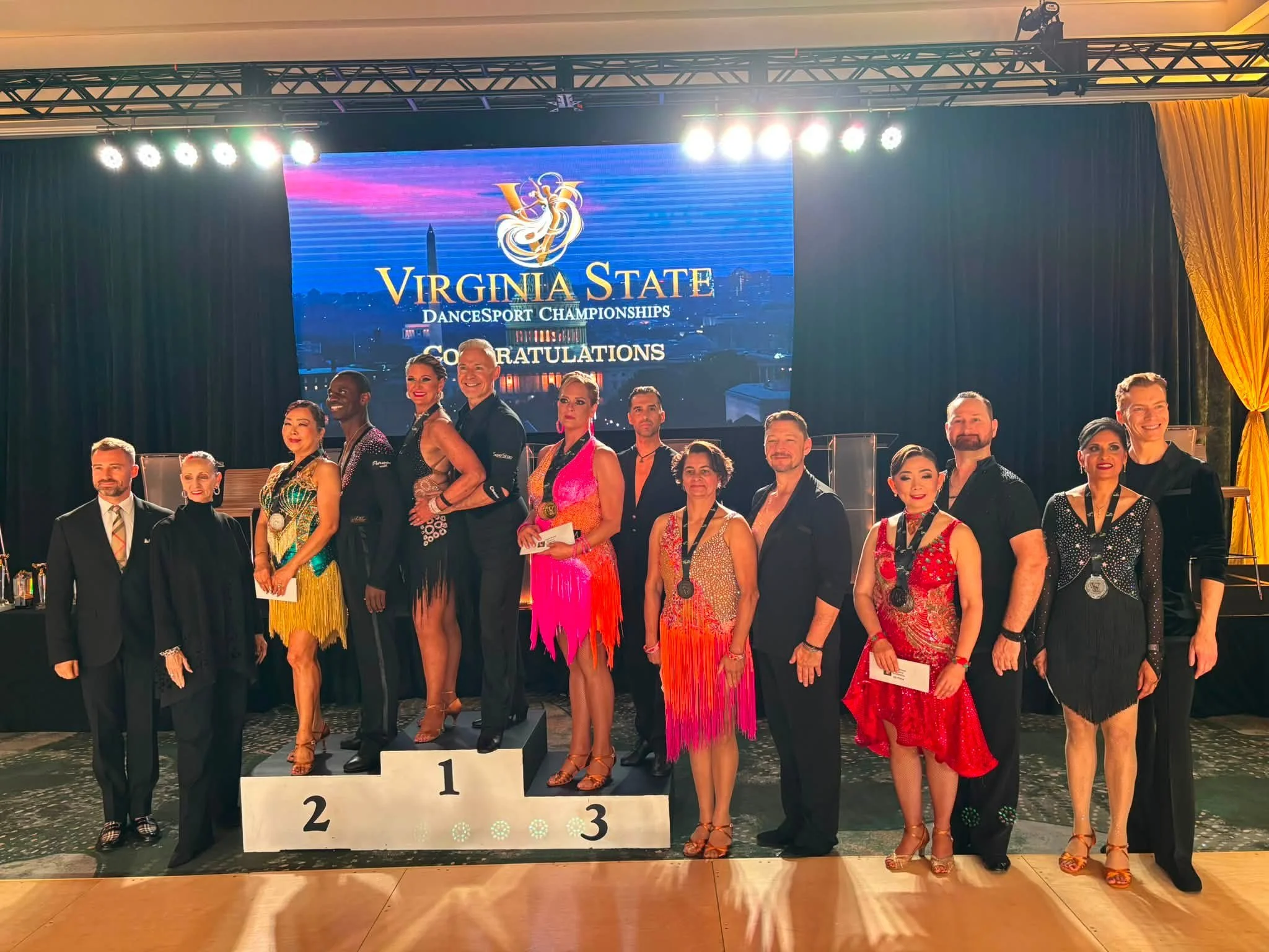 Dancers gather for an awards presentation at Virginia DanceSport