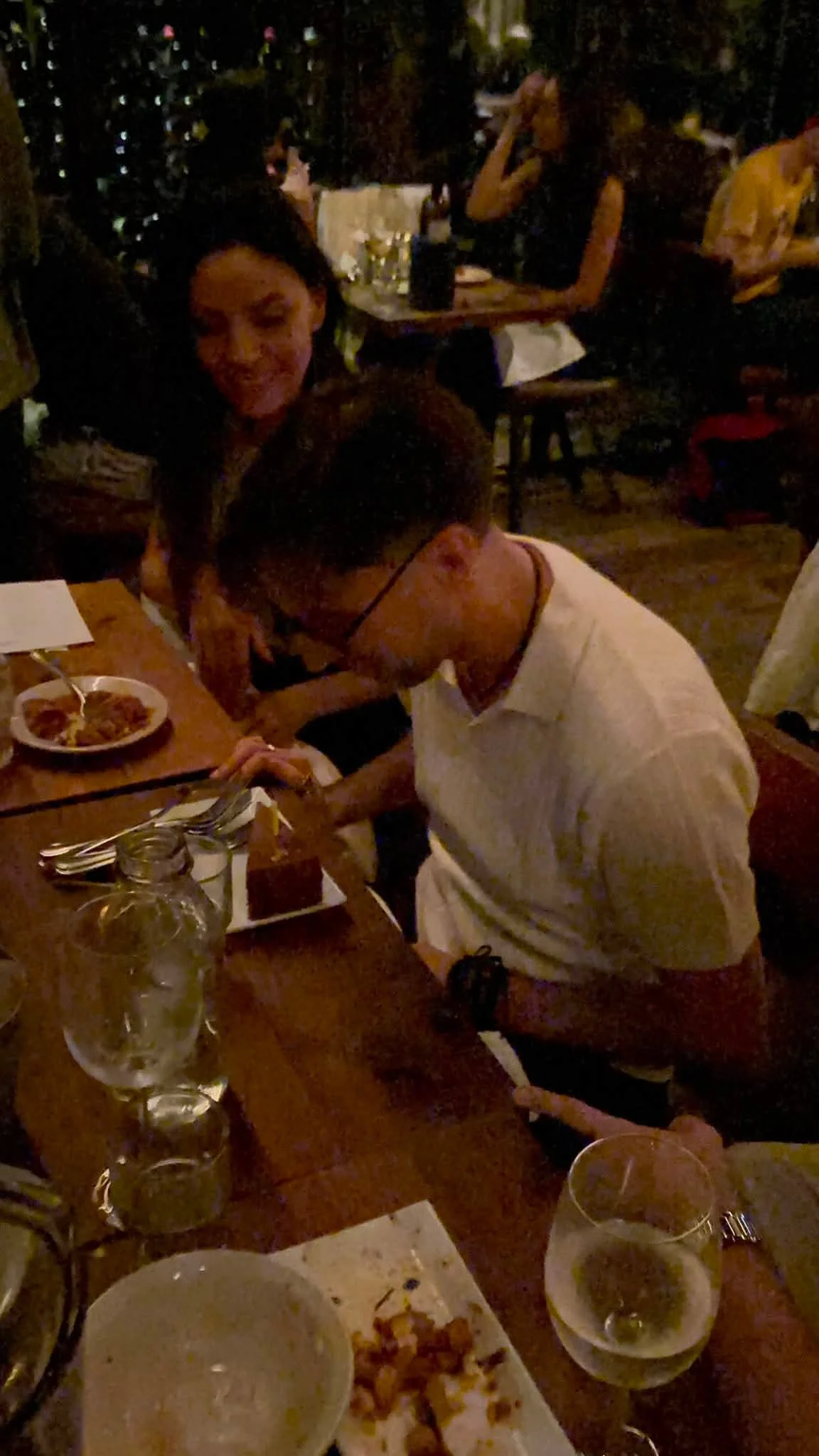 A Dance Fire traveler enjoys dinner during the Virginia competition trip