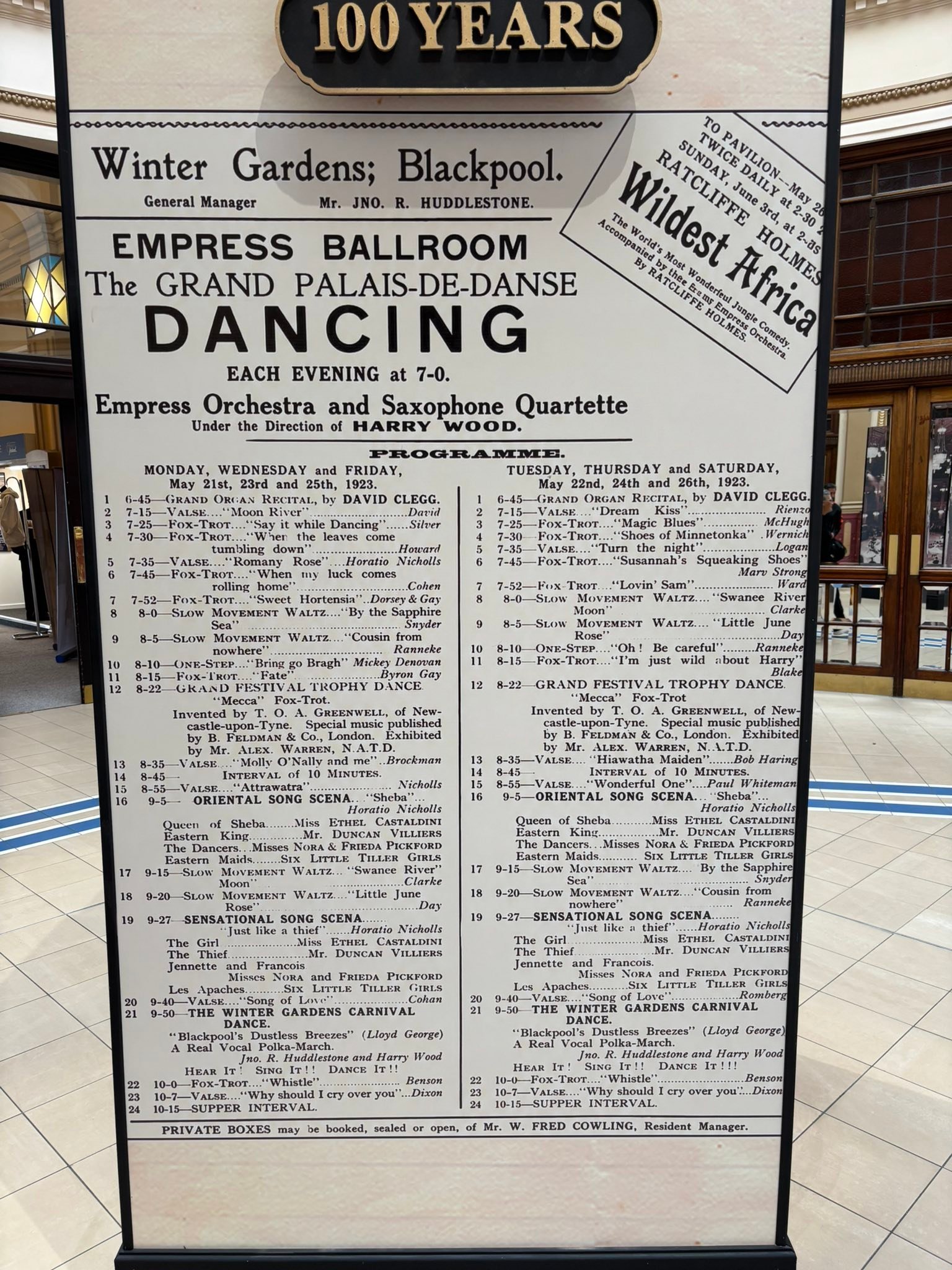 Historical newspaper material displayed during the Blackpool visit
