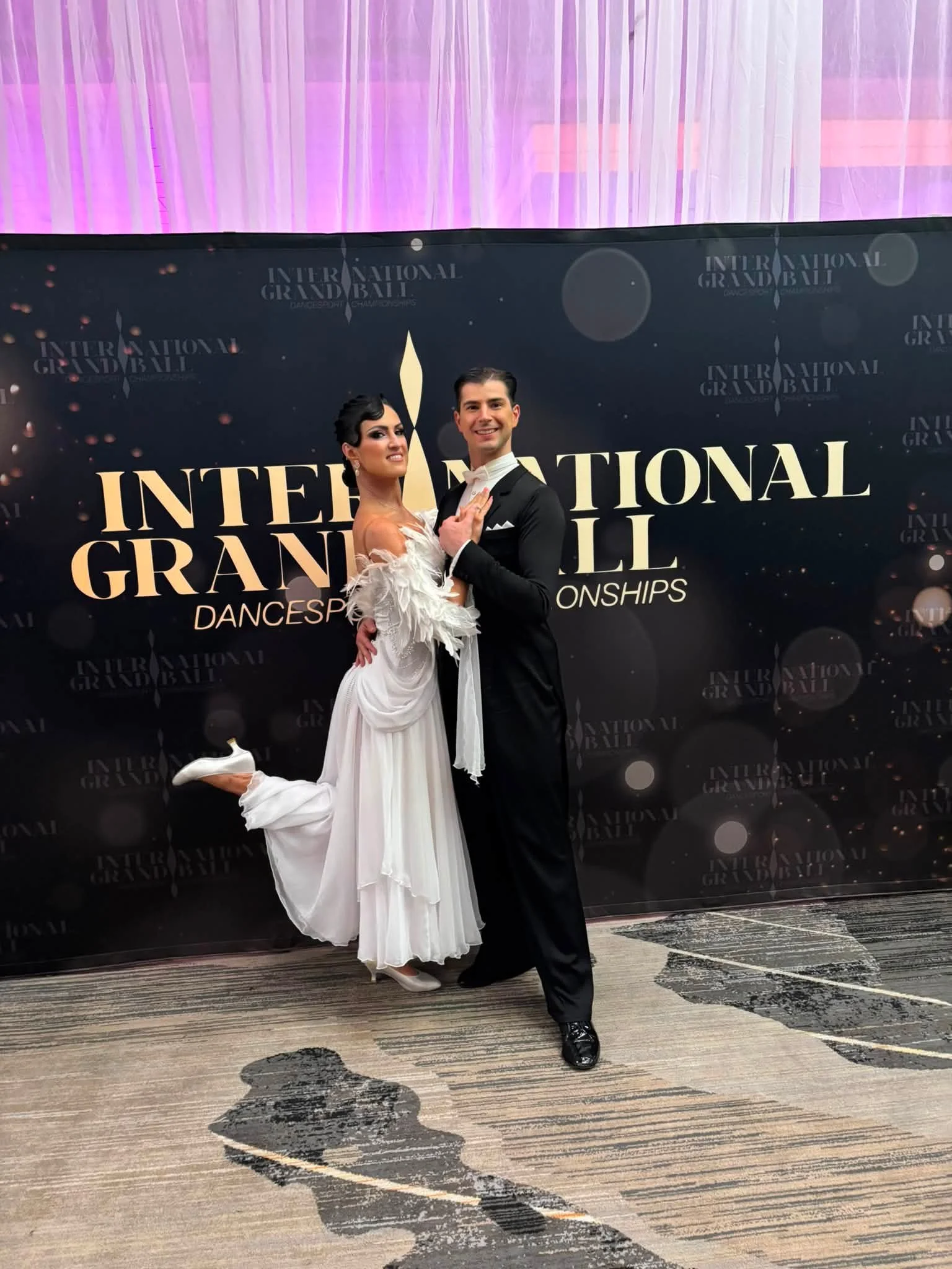 Florin and Natalia in ballroom attire at International Grand Ball