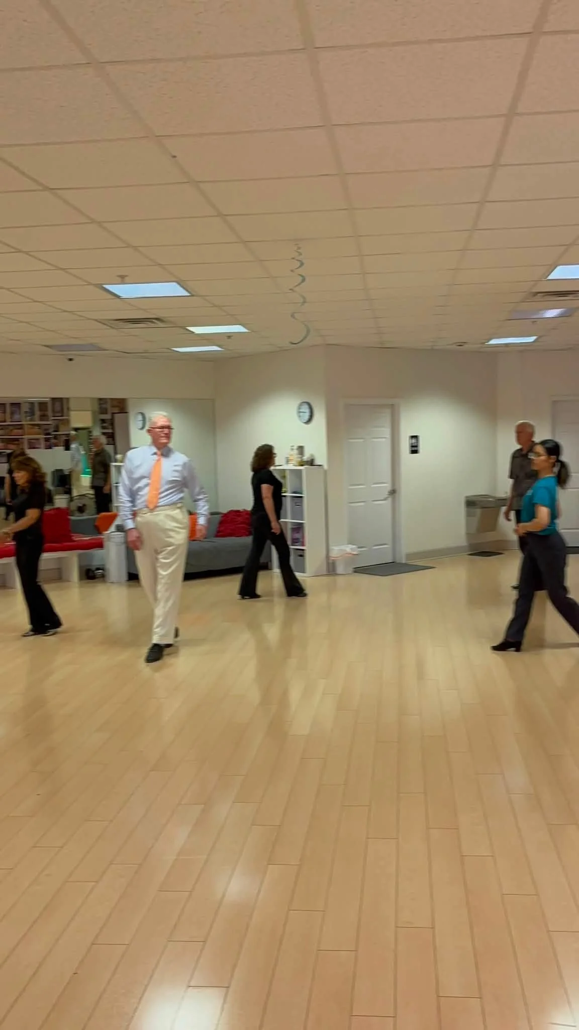 Dancers practice in pairs during Alexandra Perzhu’s master class