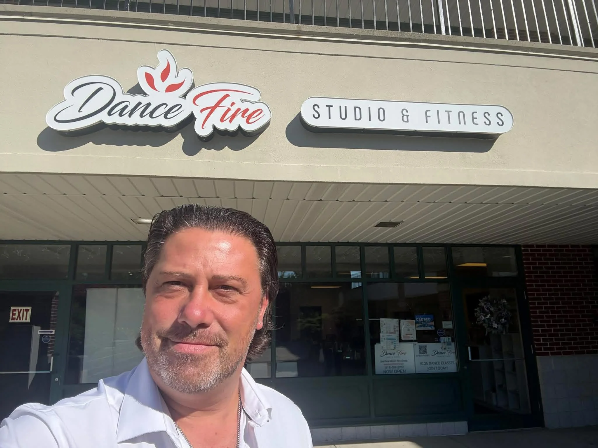 Francesco Flumiani outside Dance Fire Studio