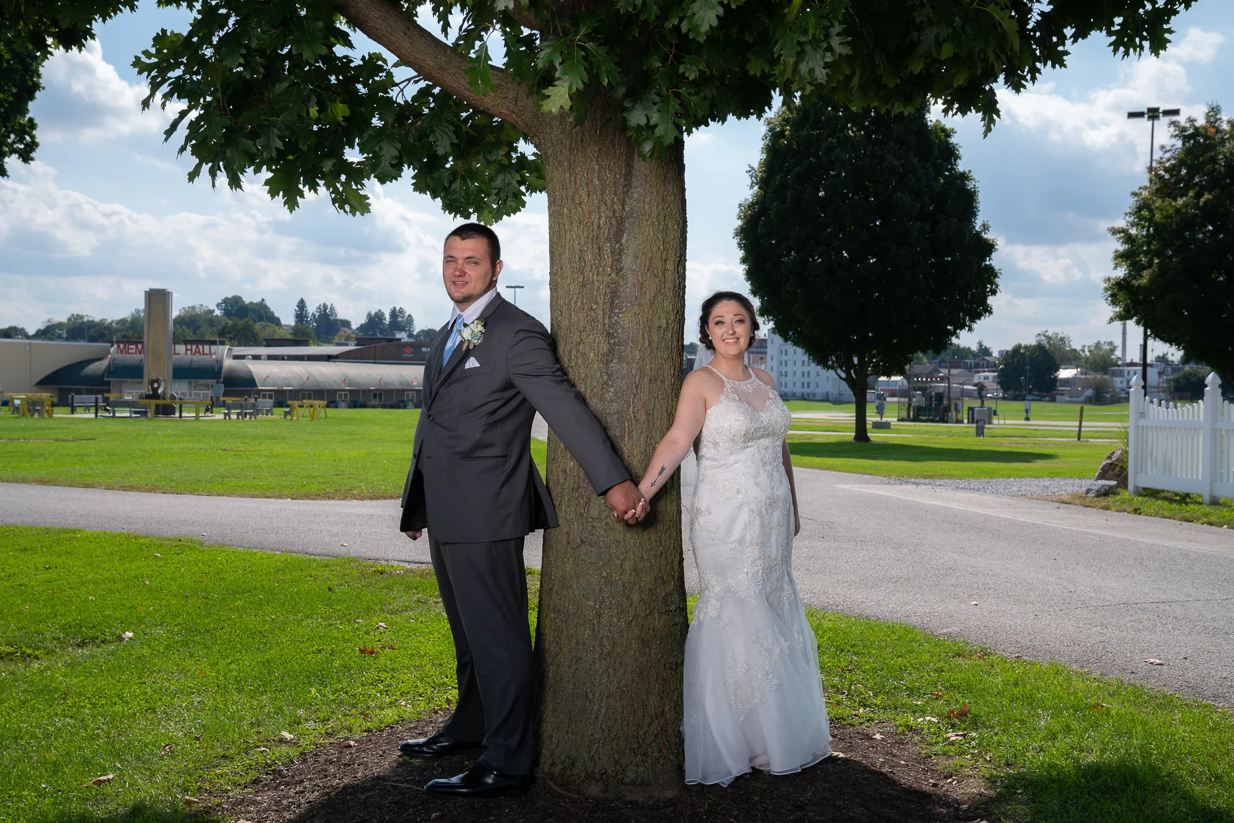 Bride & Groom holding hands during their Modified First Look or First Touch