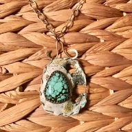 Turquoise and Keum Boo Pendant