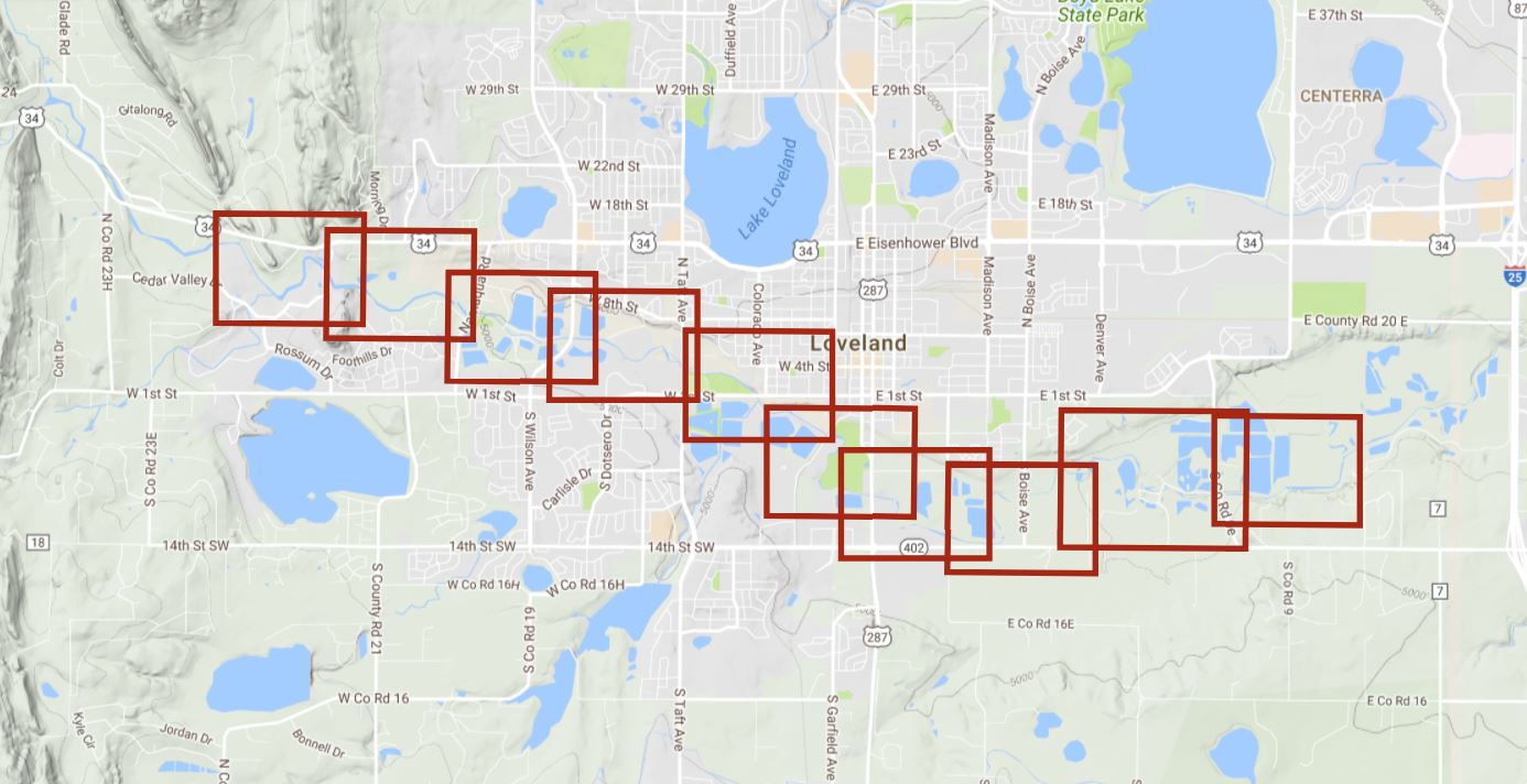 Project Extents of each reach of the Big Thompson River Corridor Master Plan