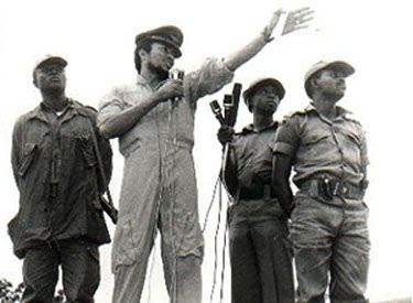 Flight Lt. Jerry John Rawlings delivers a speech following the June 4 Uprising (1979)