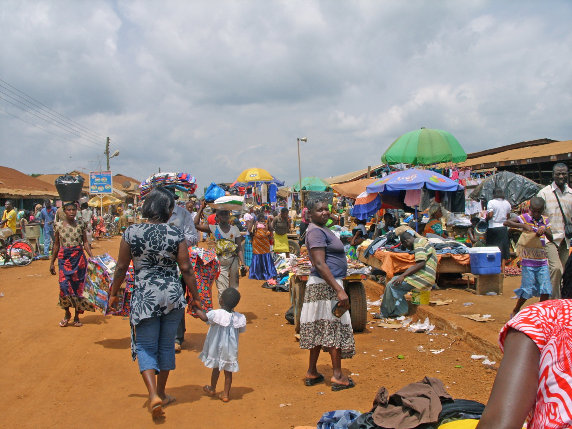 Modern day Sampa Market. Sampa is Ghana's largest town on the border with Cote d'Ivoire, with 26,000 inhabitants.