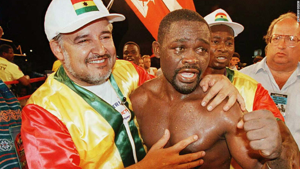 Azumah "The Professor" Nelson after defending his crown