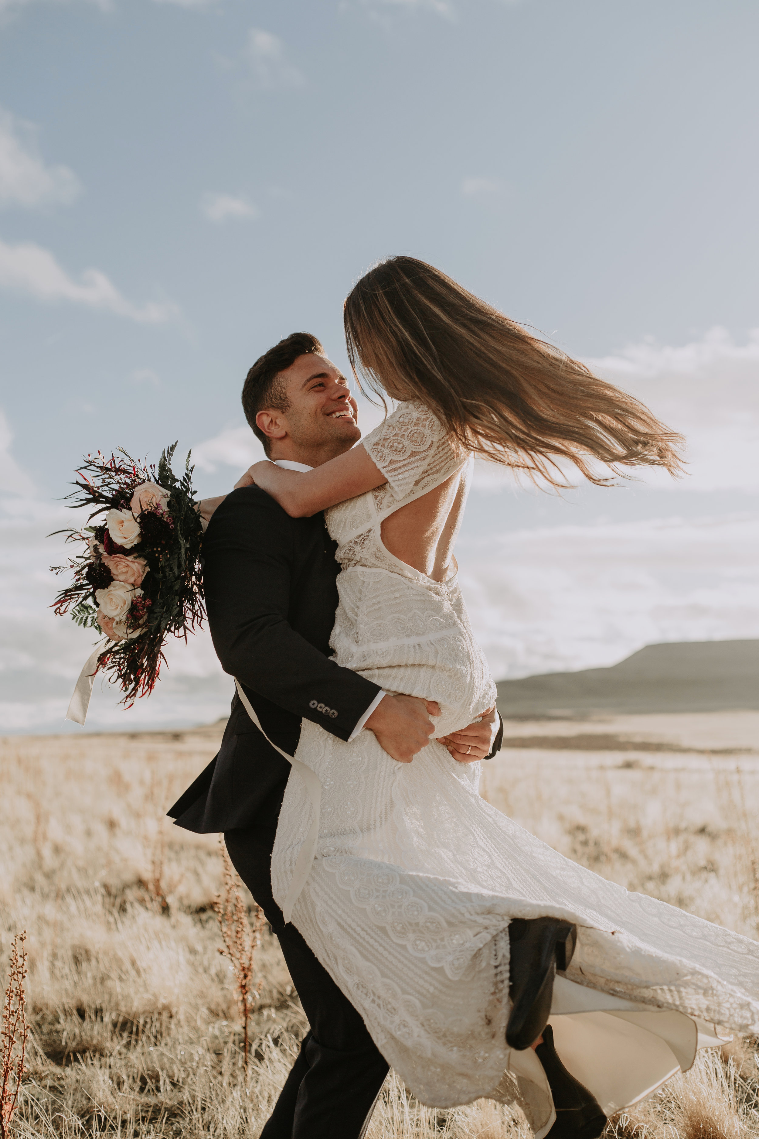 Adventurous Bridal Session at Antelope Island | Utah Elopement Photographer