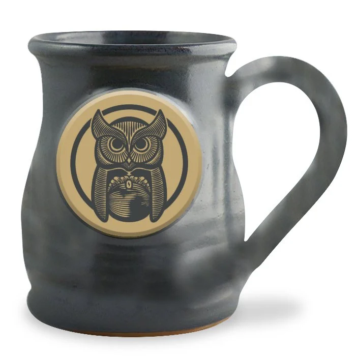 Graphite Blue Owl Tankard mug