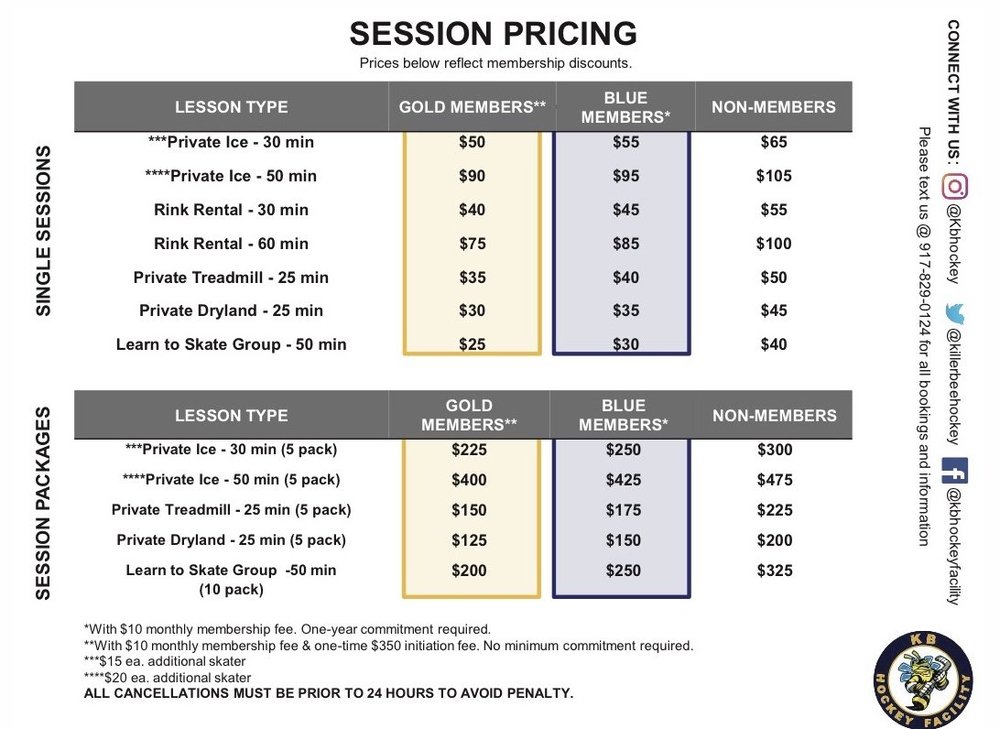 Pricing — KB Hockey & Skating Facility