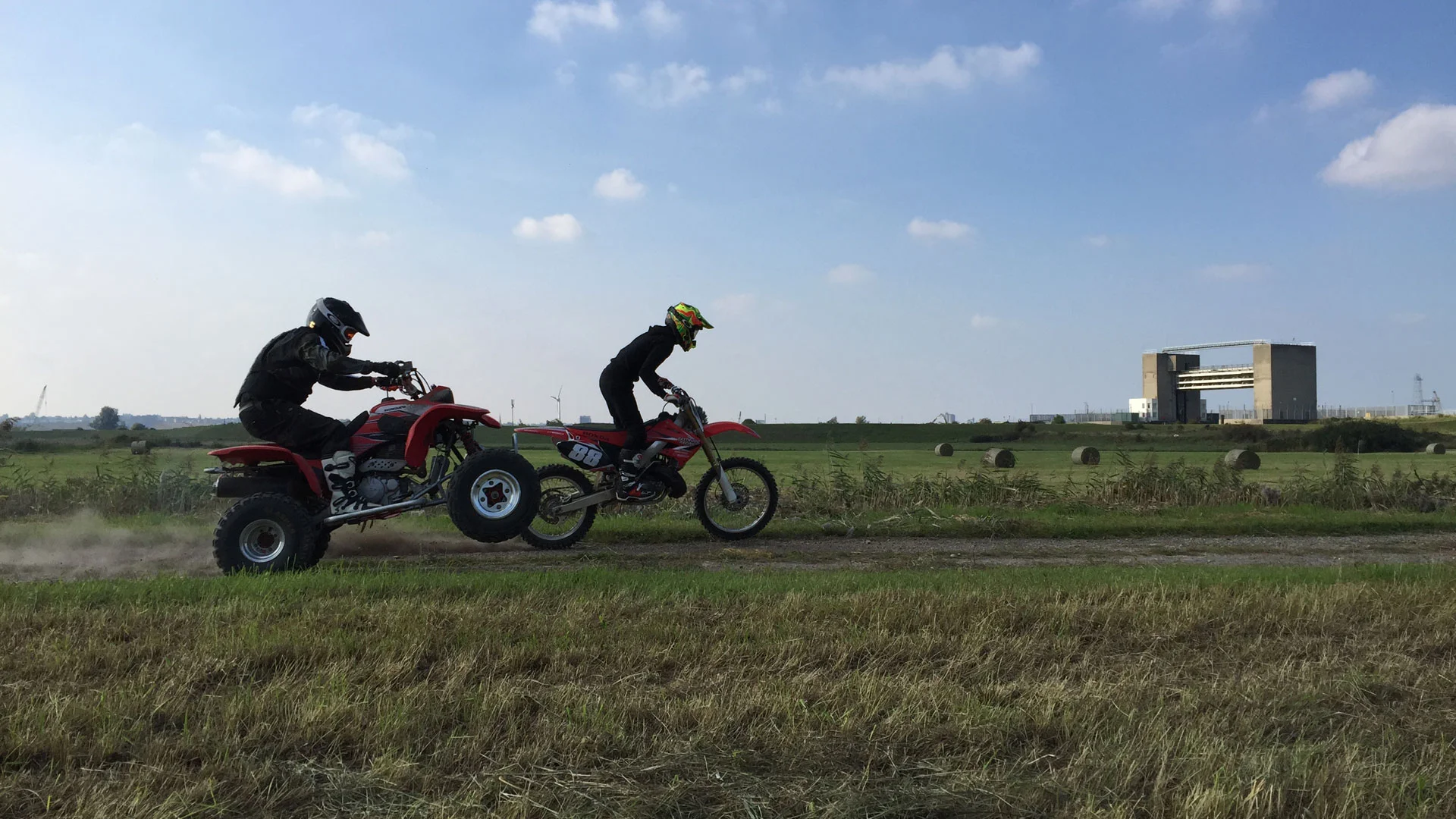 Filming the bike chase sequence