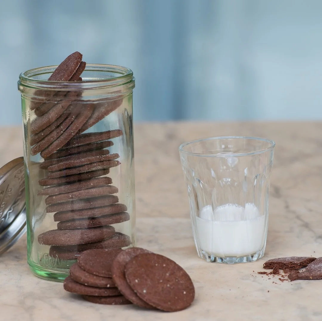 Our Choc Chia Snap Bikkies can be made in bulk and will last for several weeks when stored in glass or tin. Recipe ingredients can be doubled for a larger batch as well but the below quantities will still give around 30 bikkies which should, HOPEFULLY, see you through the week!