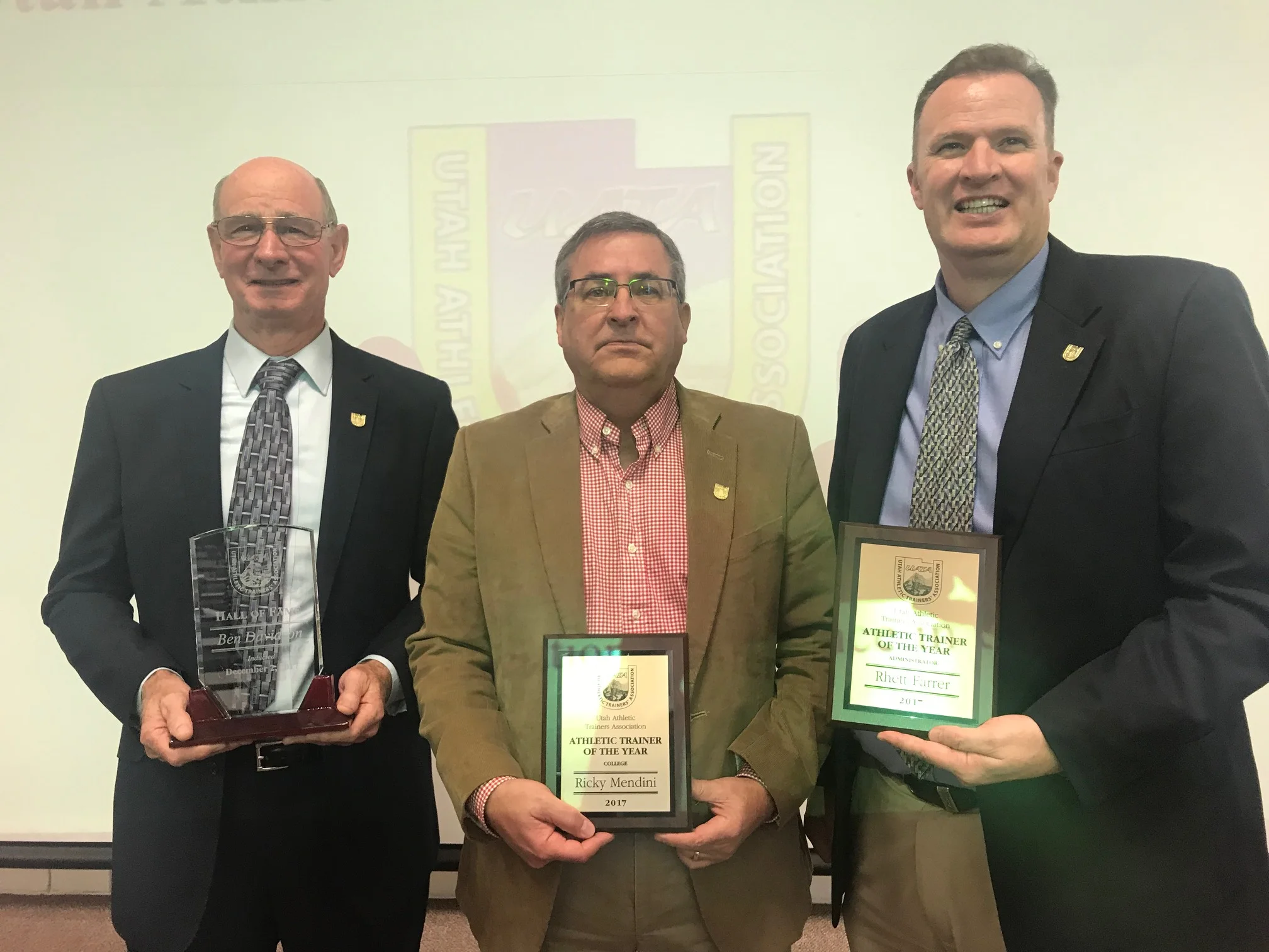 Award winners pictured from left to right: Ben Davidson, Ricky Mendini, Rhett Farrer. Not pictured, Mike Tolman