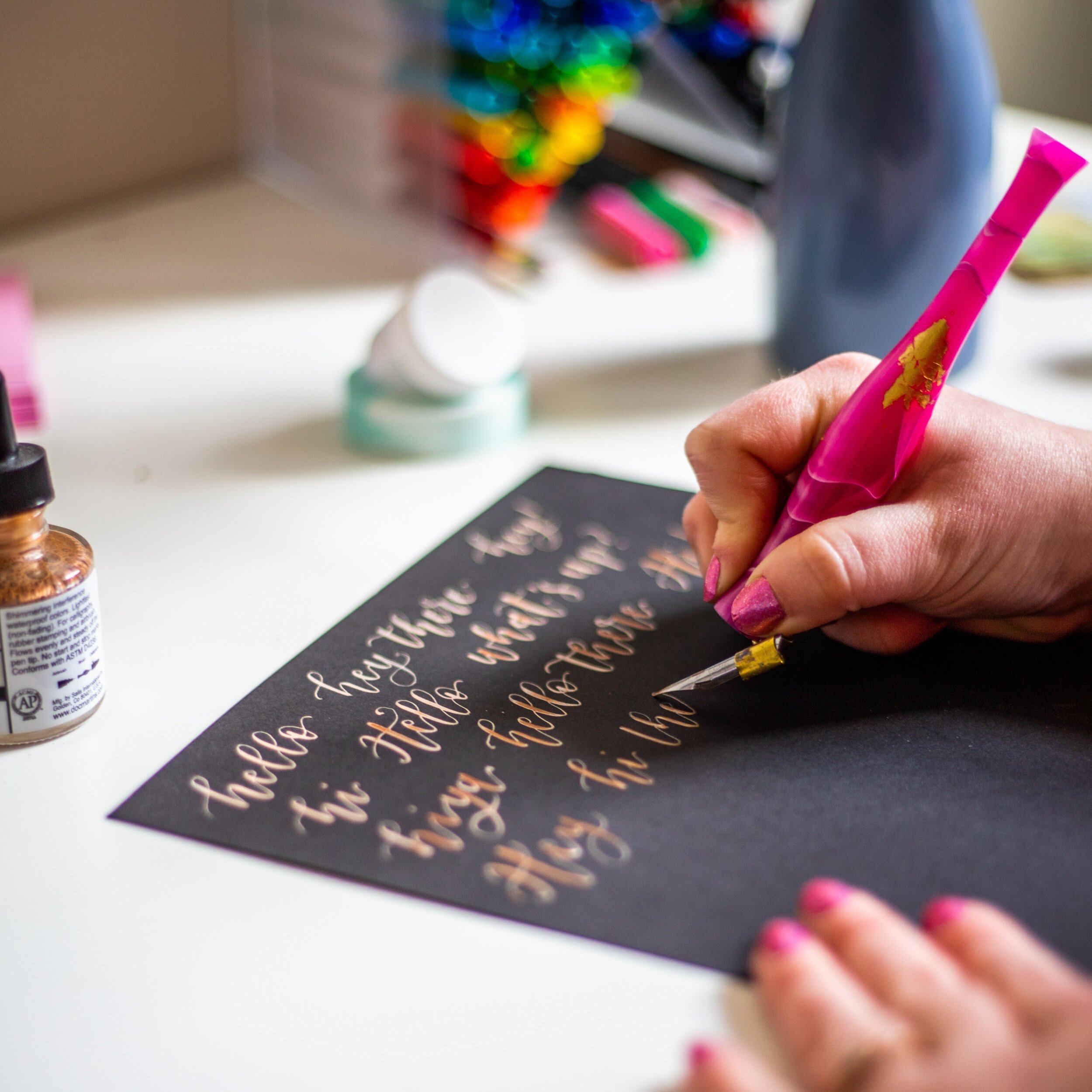 HOW TO: Use Bleedproof White Ink for Pointed Pen Calligraphy