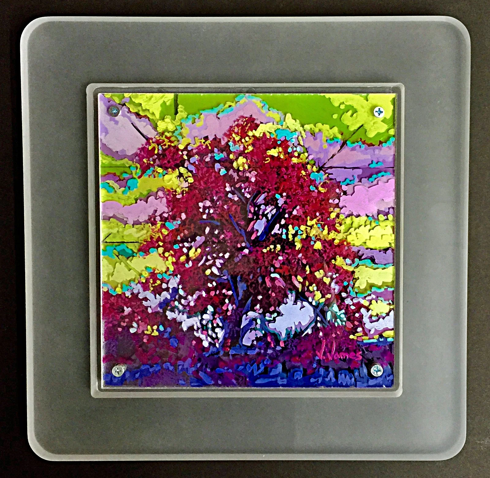 Southern Juniper, 8" x 8" Acrylic on Multi-Layered Acrylic Glass