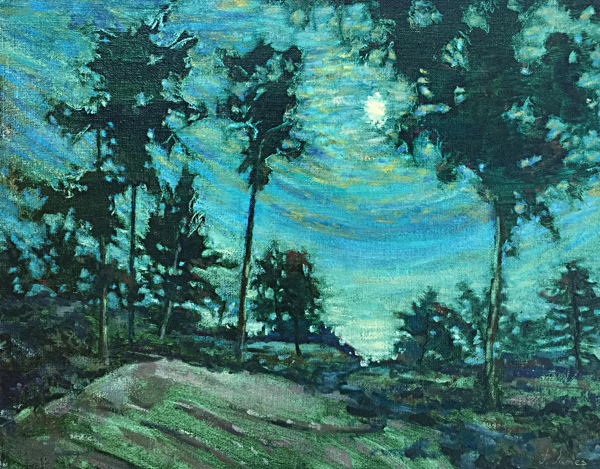 Our First Blue Moon, 11" x 14" Oil on Linen