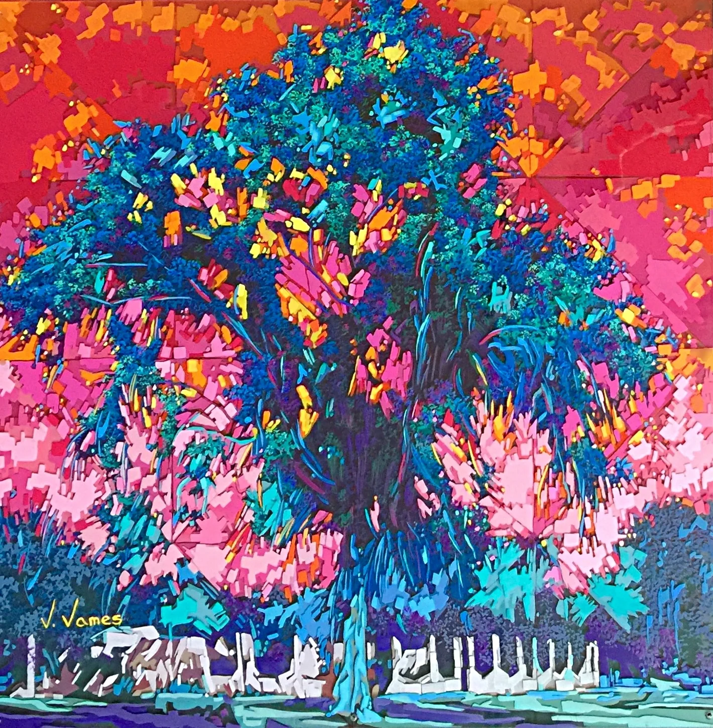 Truffula Tree, 30" x 30" Acrylic on Multi-Layered Acrylic Glass