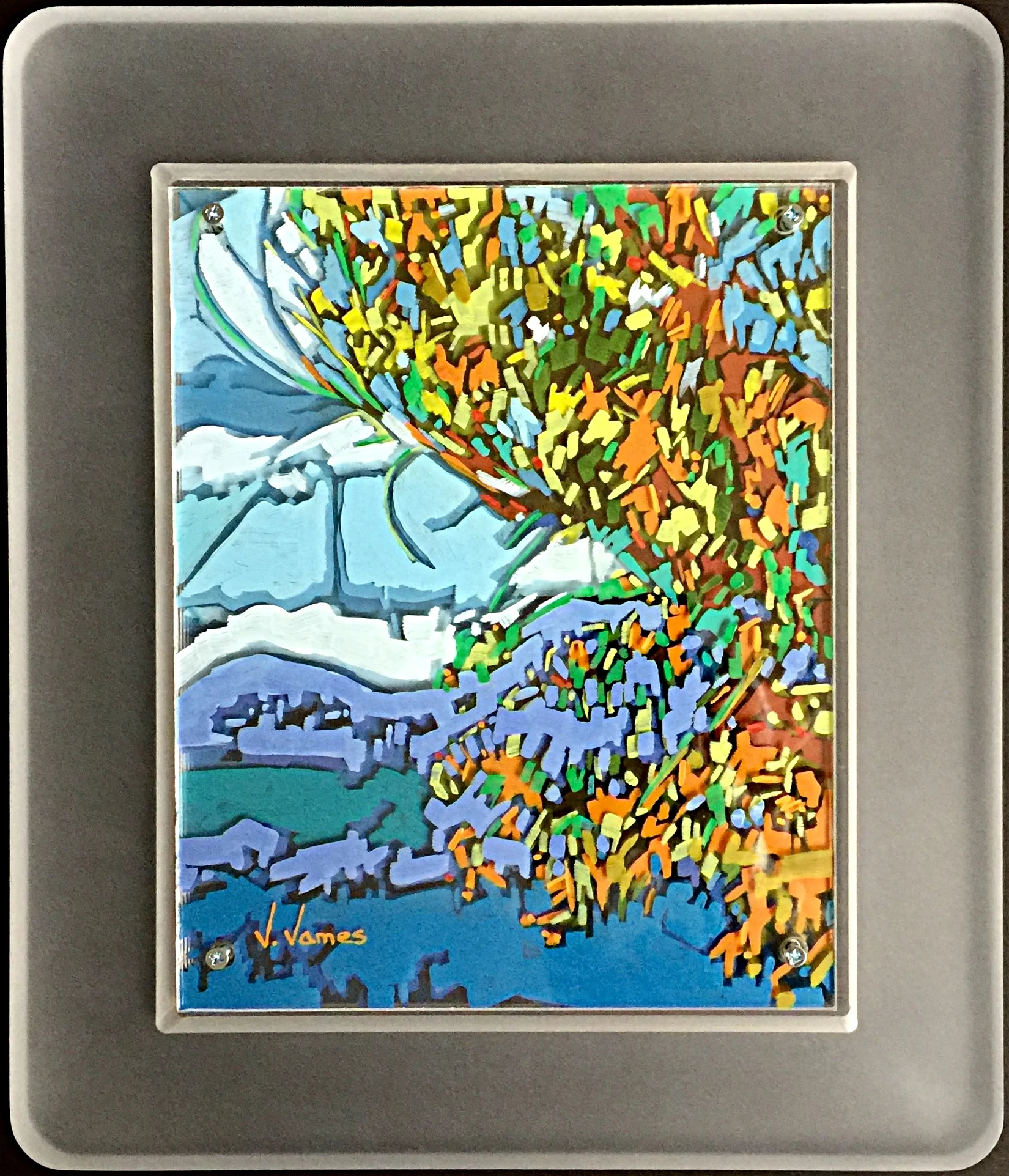 Land. Wind. Sea., 10" x 8" Acrylic on Multi-Panel Acrylic Glass