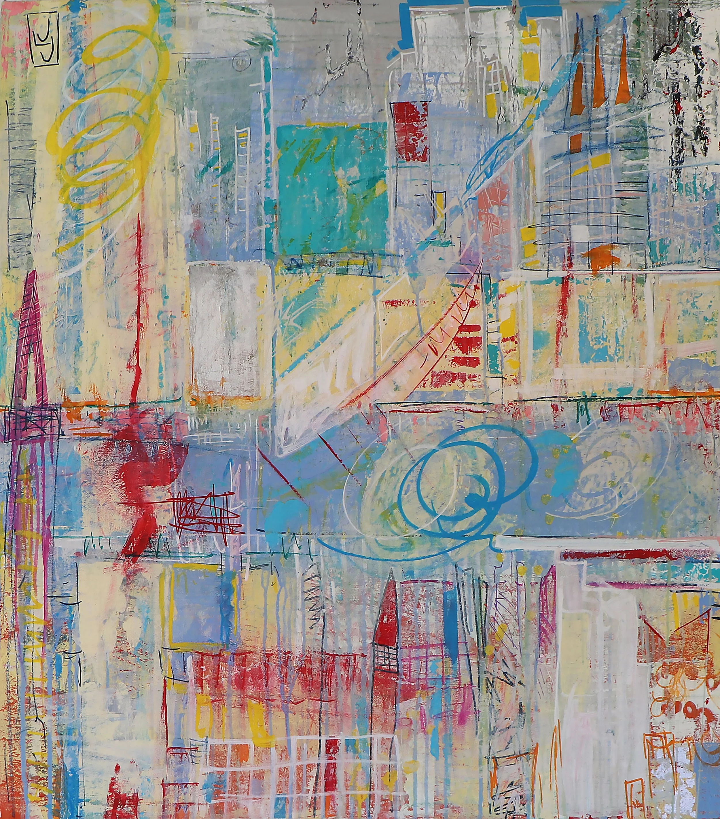 Tiny Apocalypse, 39" x 34.5" Mixed Media on Canvas