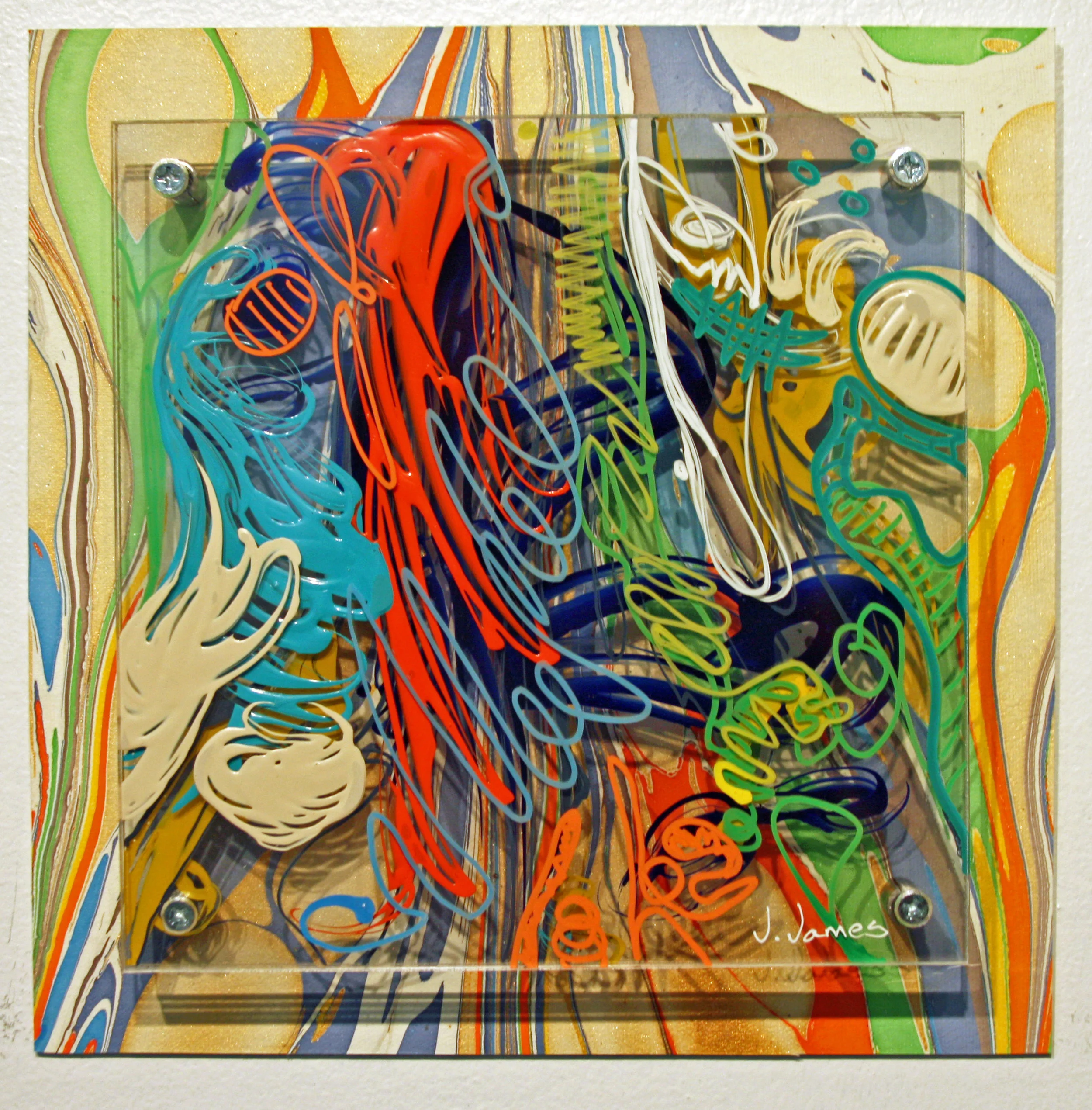 Let's Dance, 10" x 10" Mixed Media Acrylic on Multi Panel Acrylic
