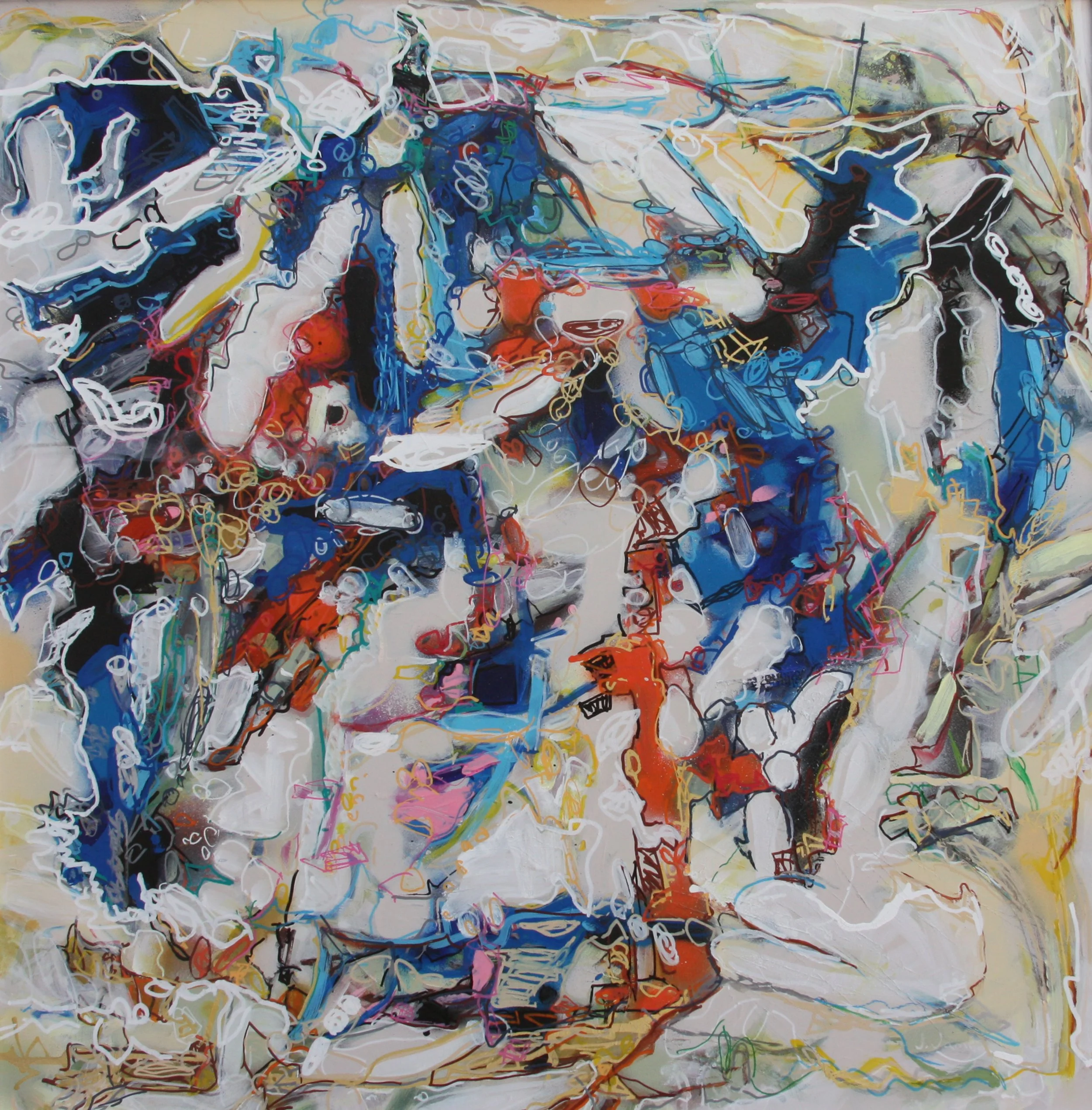 "Banking On A Myth", 24" x 24" Mixed Media on Panel