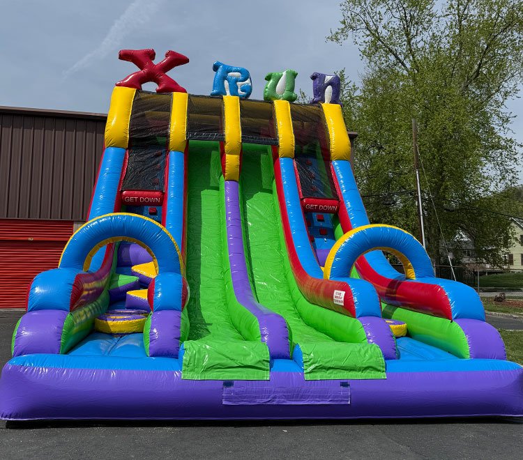 22ft inflatable obstacle course with climbing and steep slide
