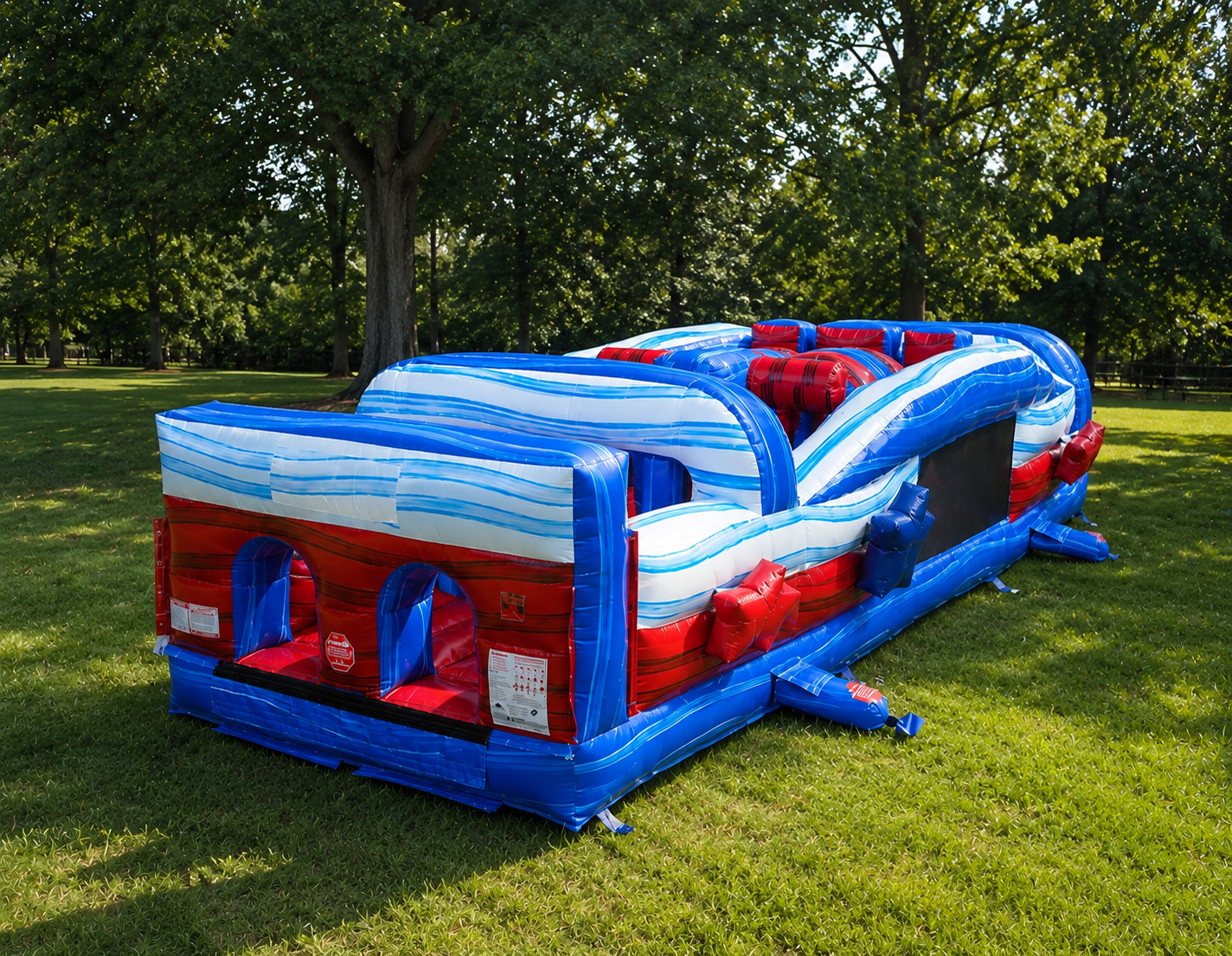 7 Element 30ft obstacle course setup in an outdoor field for an event