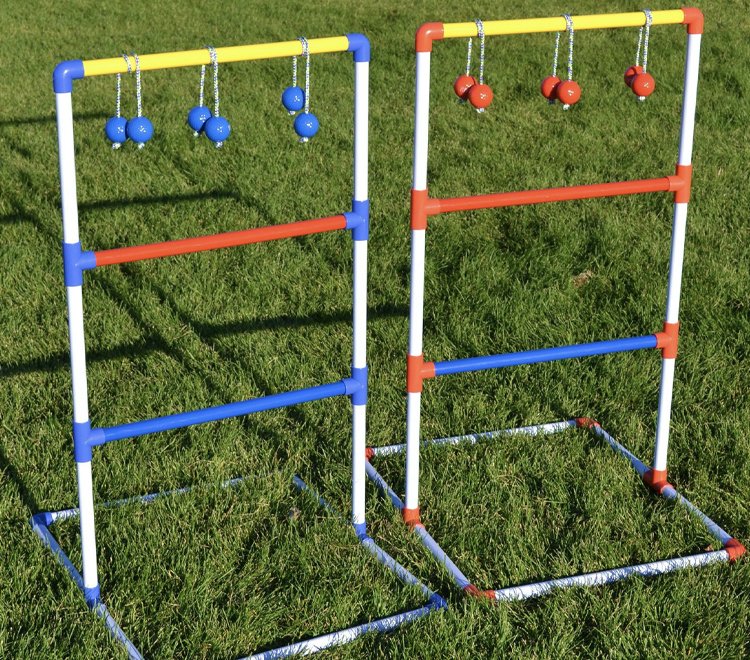 Ladder golf lawn game set up for guests to play