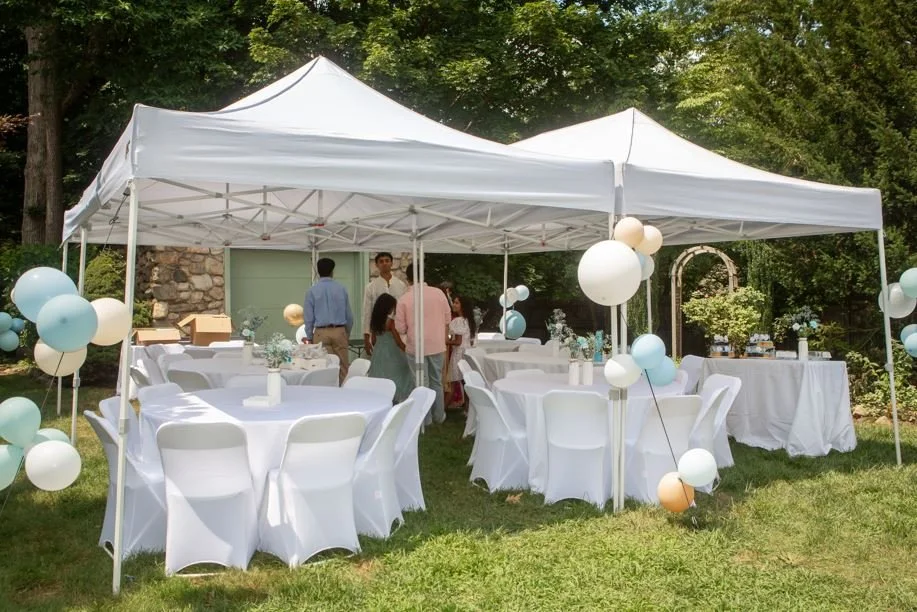 Table linens assortment ready for event setup