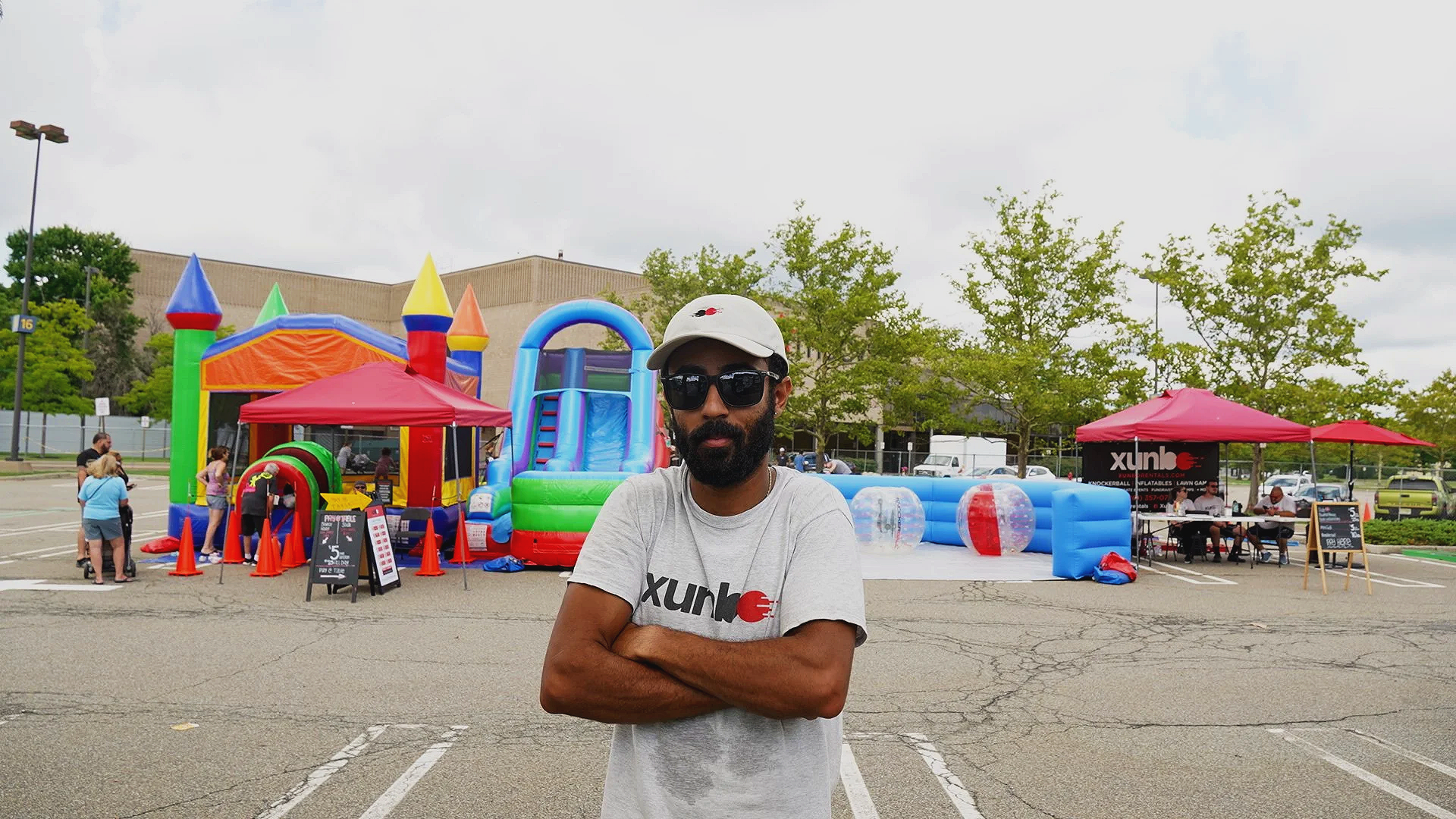 Inflatable and party rentals set up for a kids event in Northern New Jersey