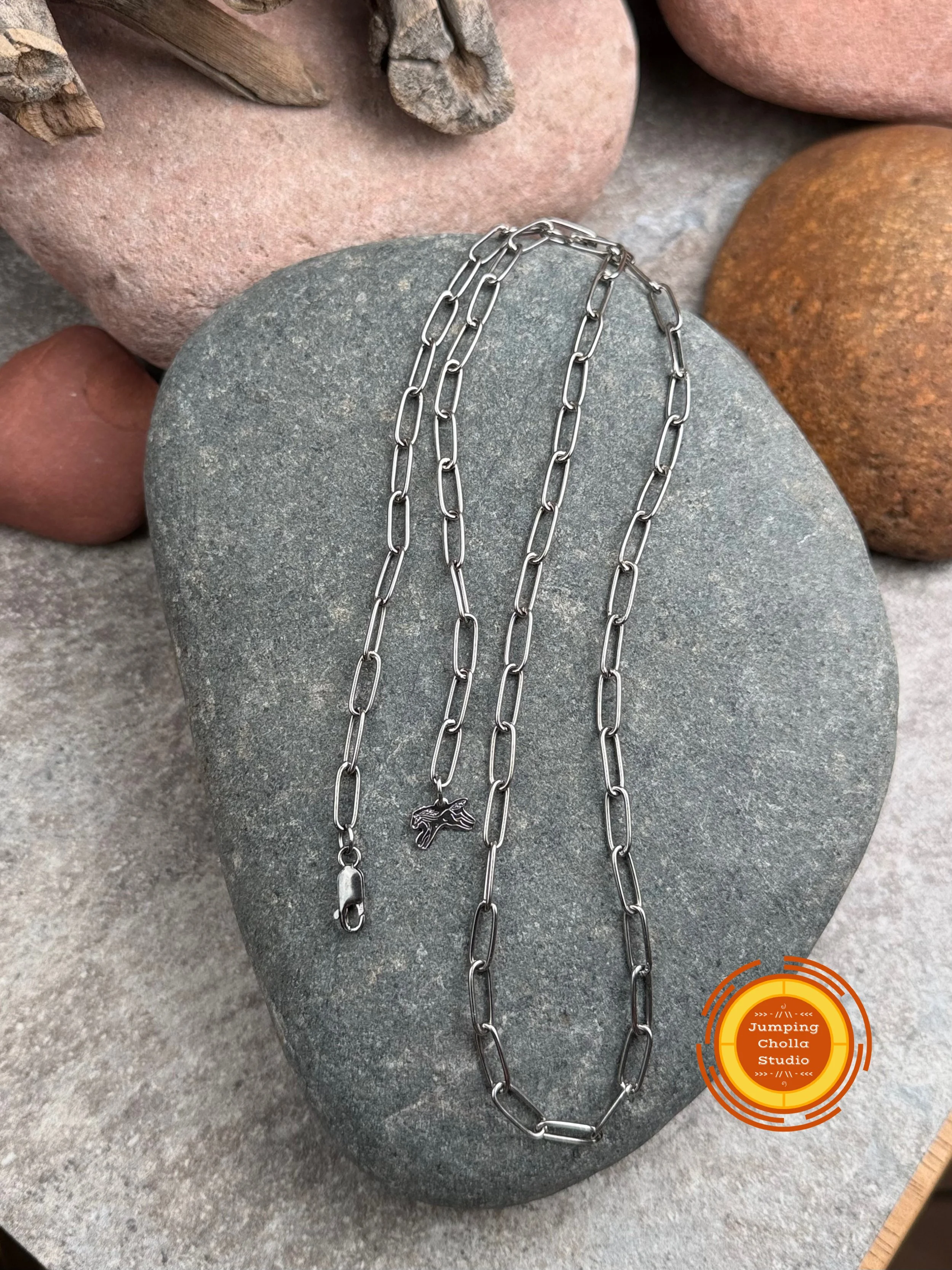 Artisan Handmade Sterling Silver Paperclip Chains by Jumping Cholla Studio