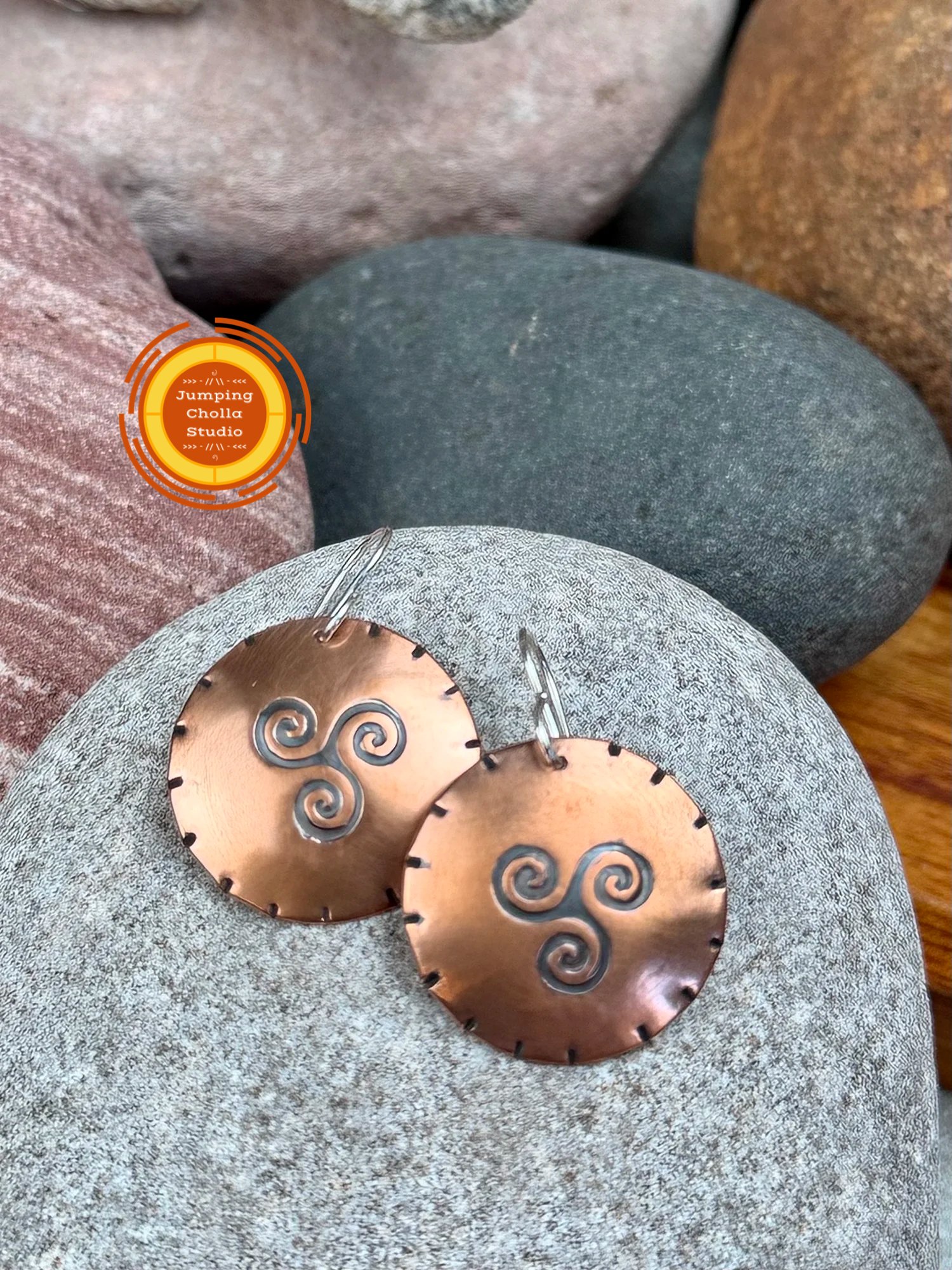 Water Song Copper Earrings front view 2