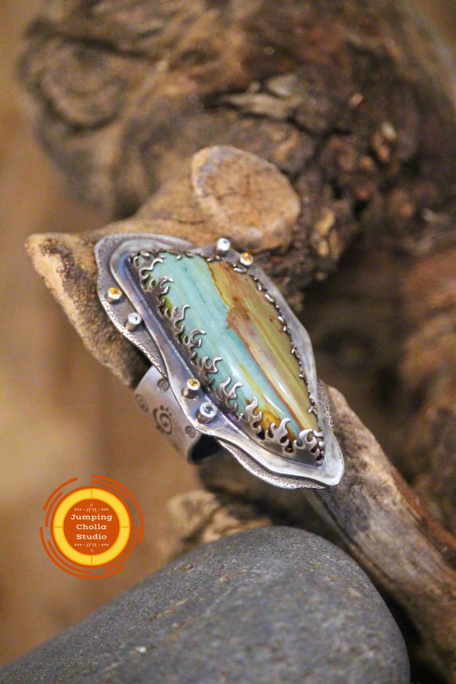 Tone of Peace Silver and Jasper Ring