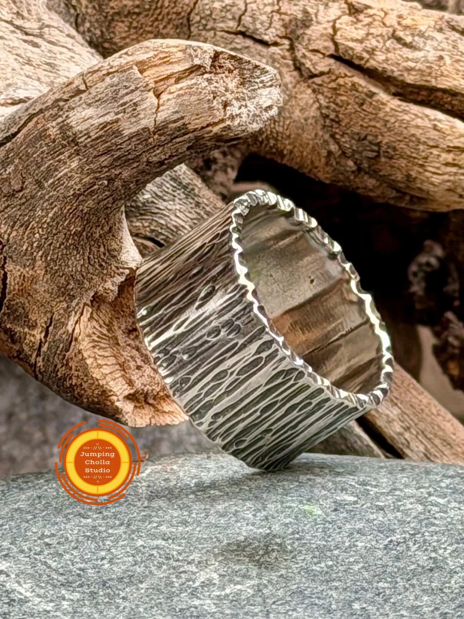 Silver Driftwood Ring side view 2