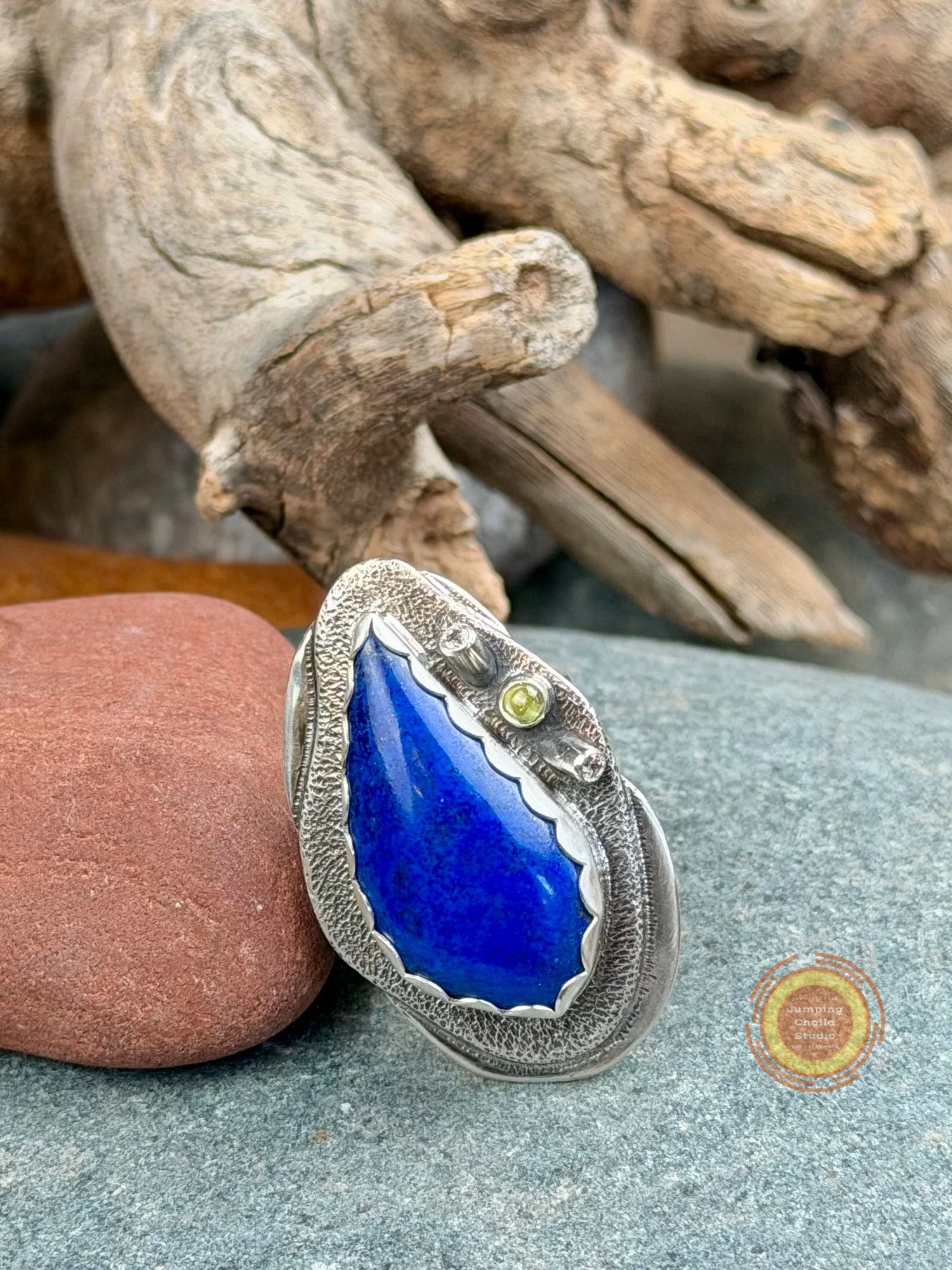 Azure Peace and Love Ring front view 2