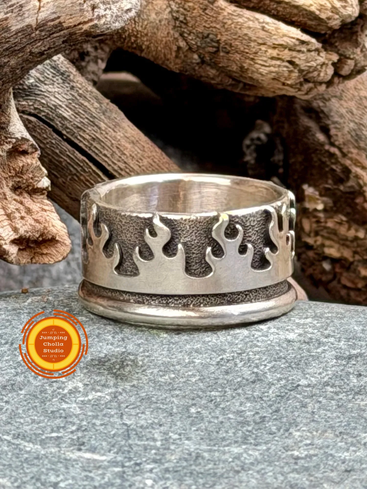 Outlaw Flame Silver Ring side view 2