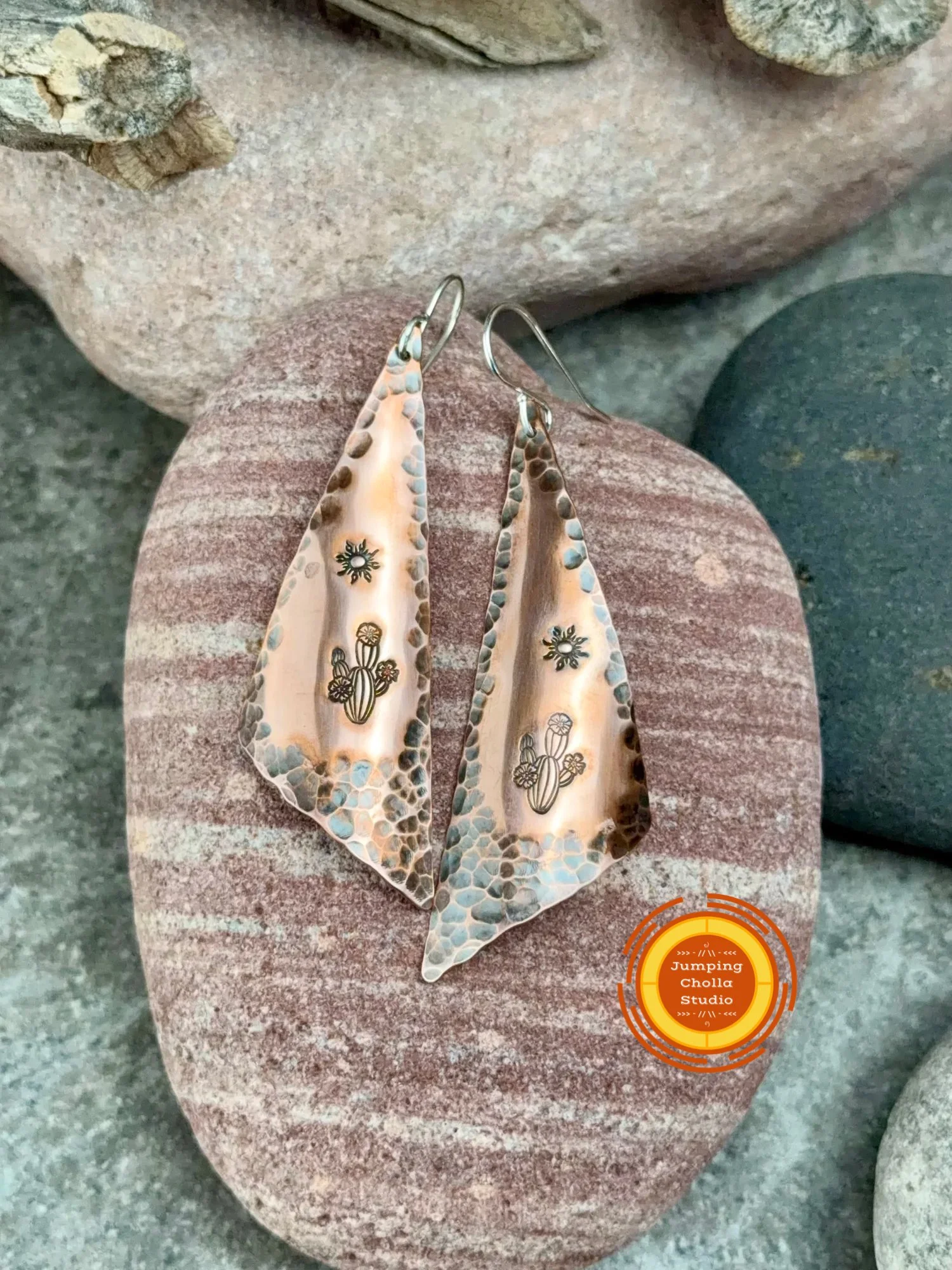 Desert Bloom Copper Drop Earrings front view 2