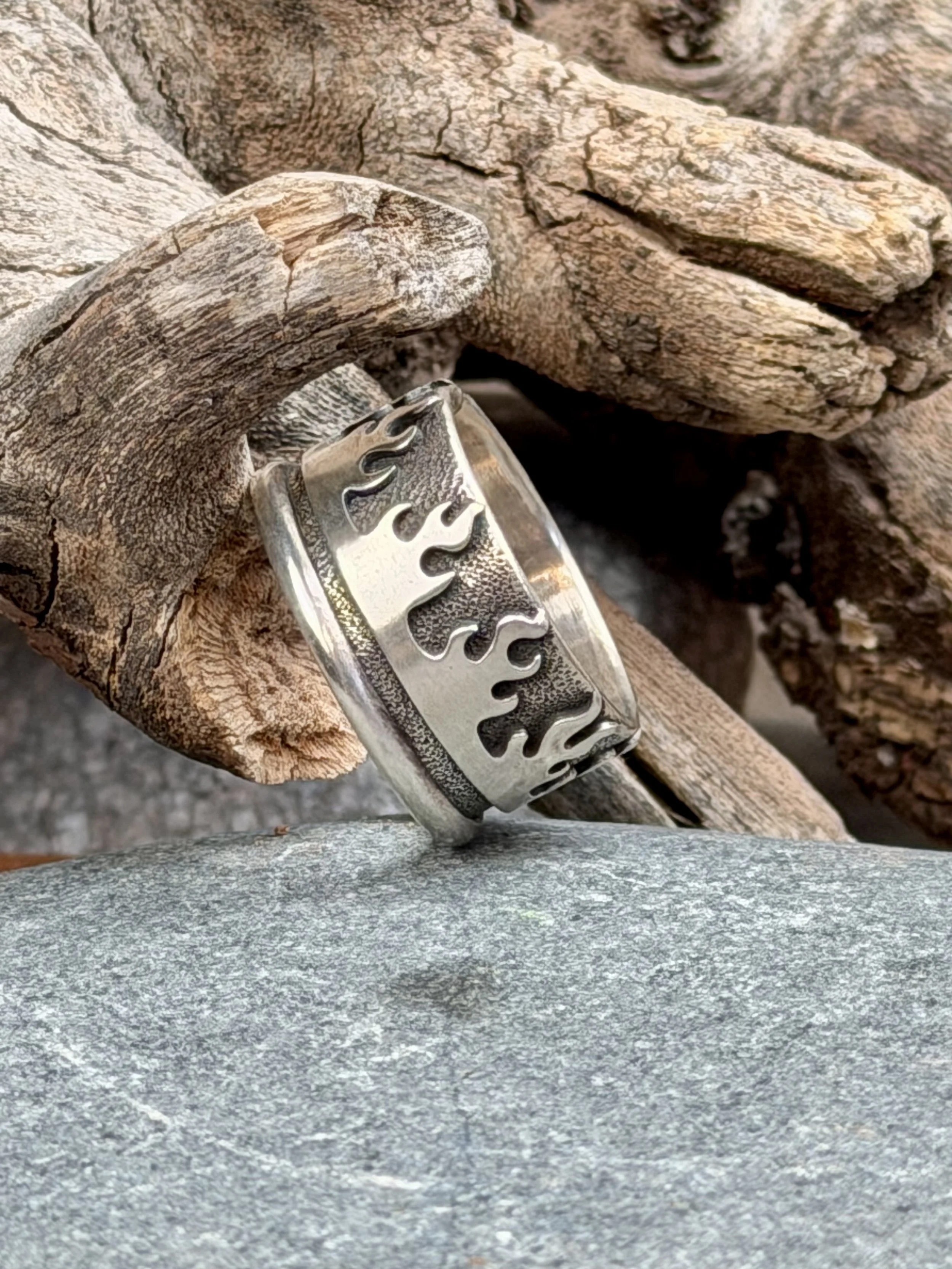 Outlaw Flame Silver Ring side view