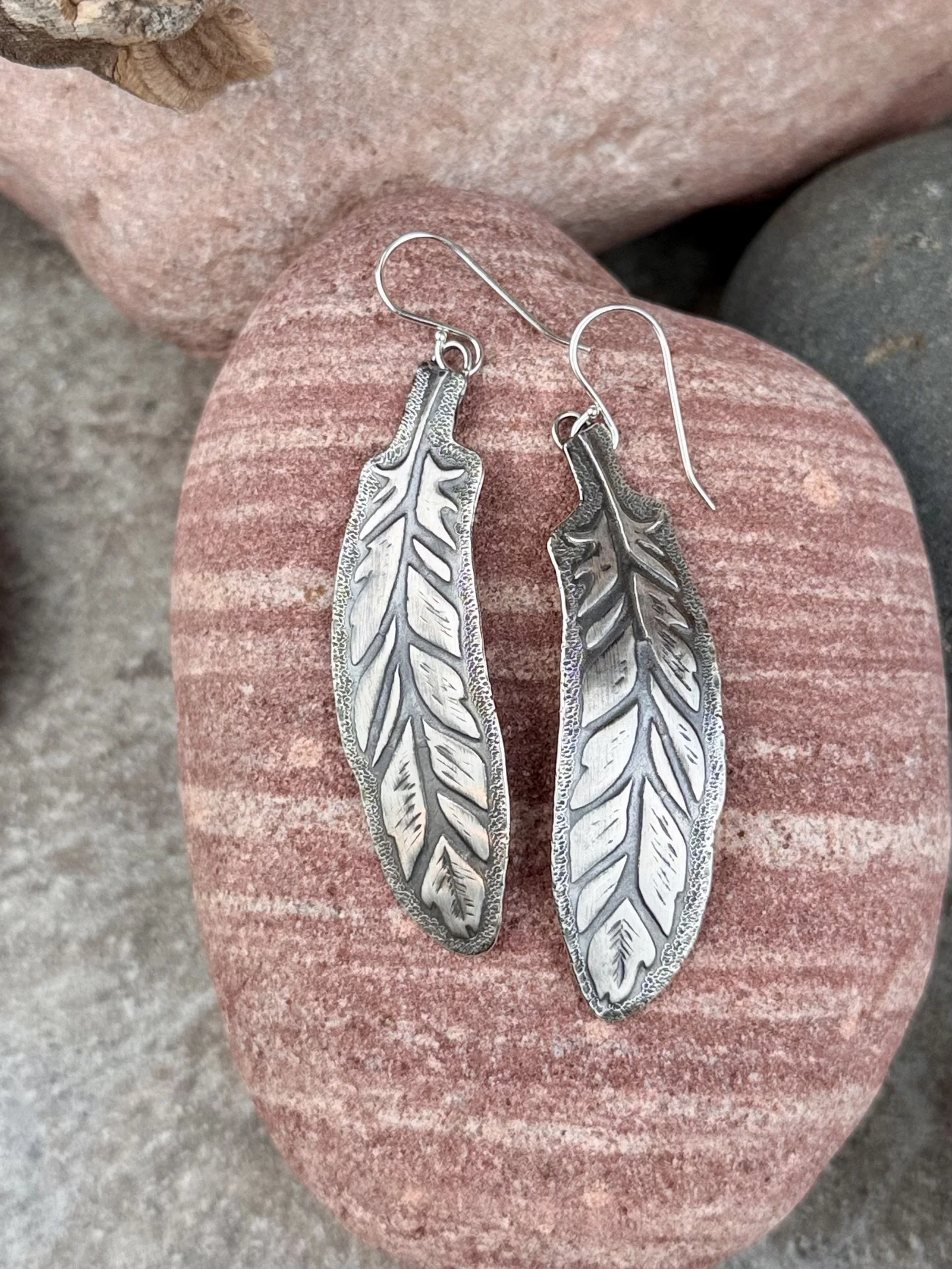 Spirit Feather Silver Earrings