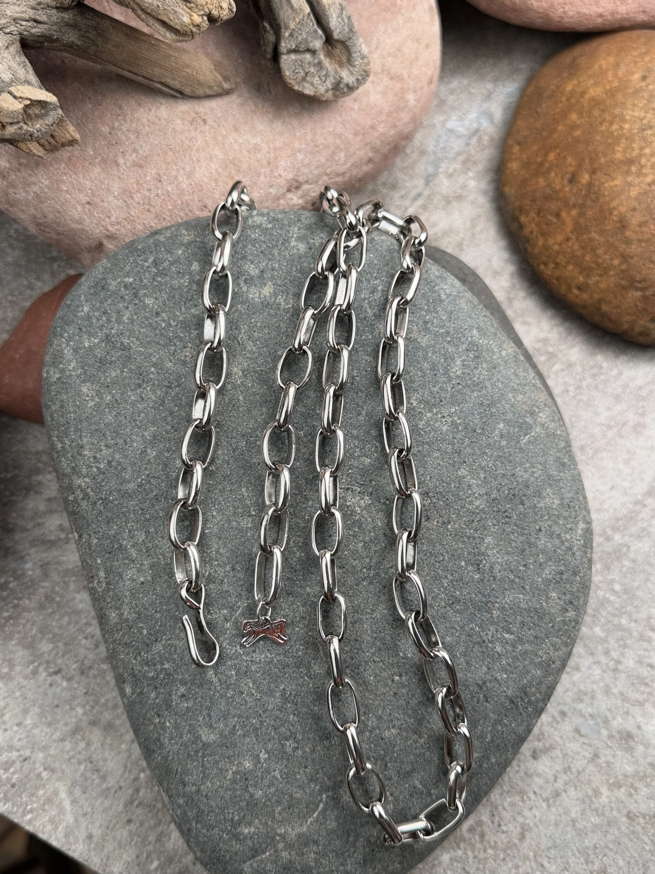 Artisan handmade Sterling Silver heavy gauge paperclip chain