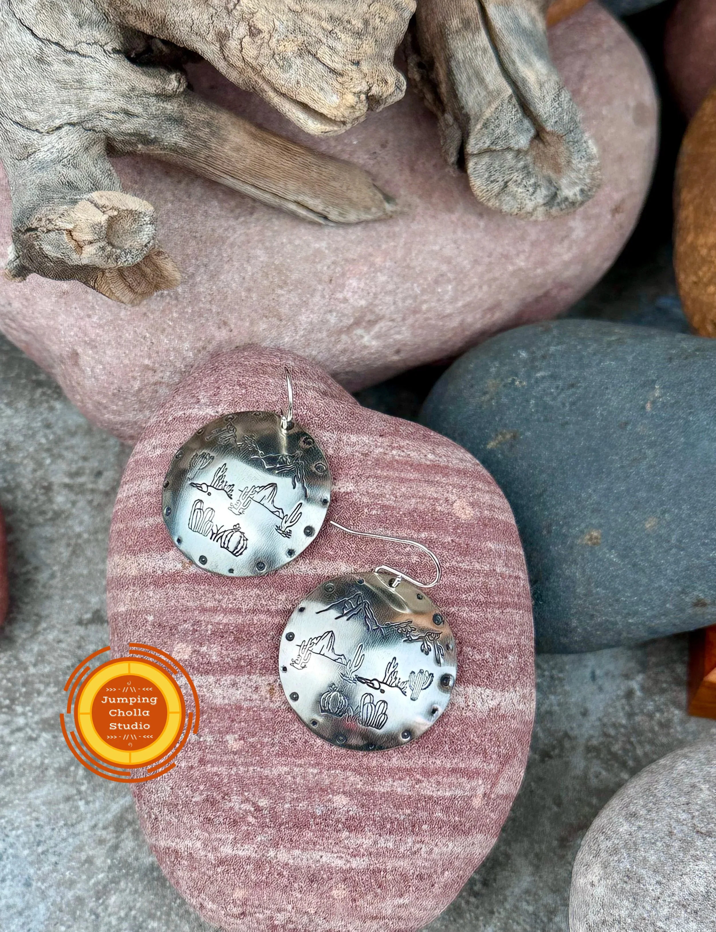 High Desert Drift Sterling Silver Earrings front view 2