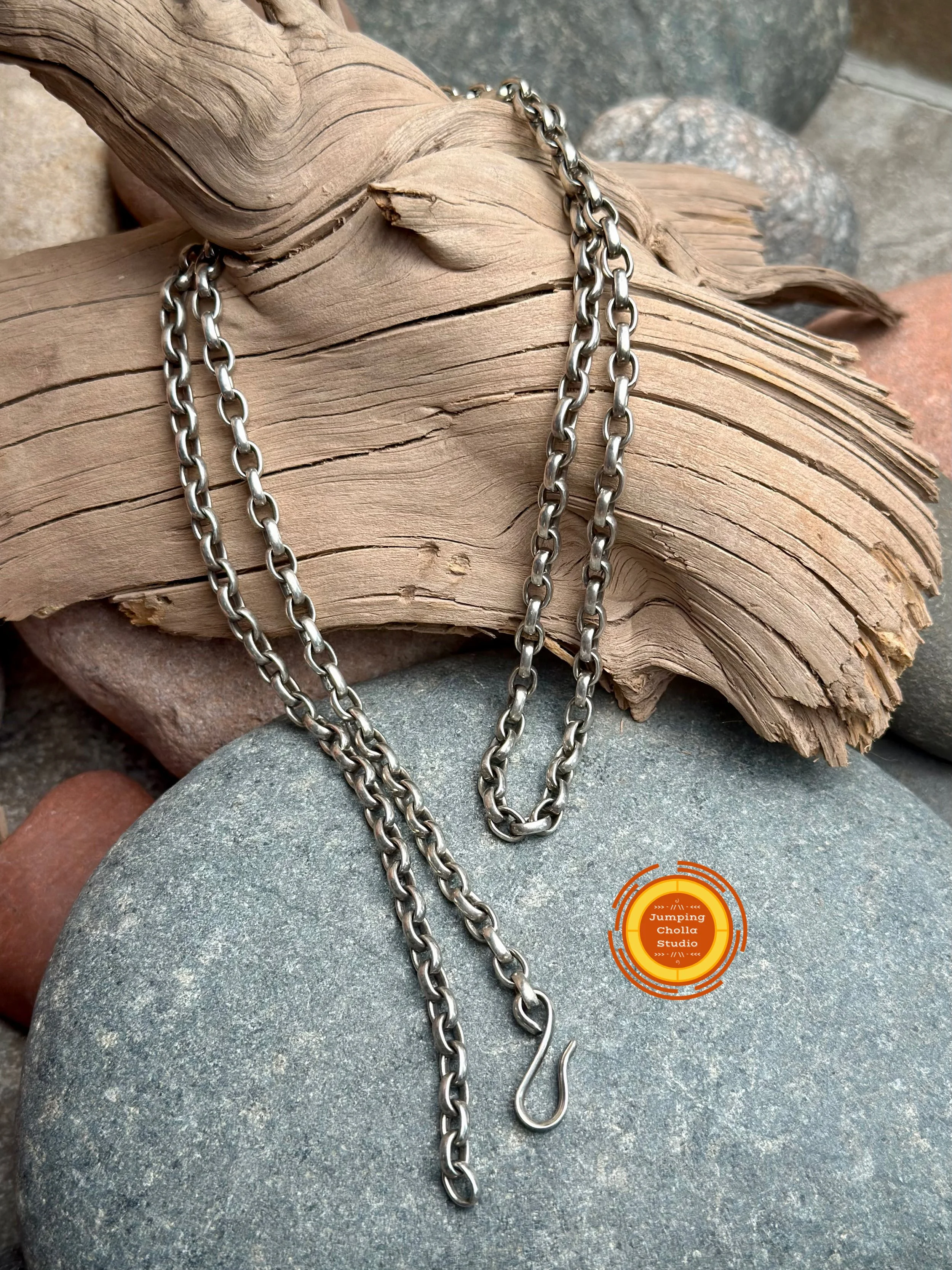Artisan-Style Sterling Silver Rolo Chains