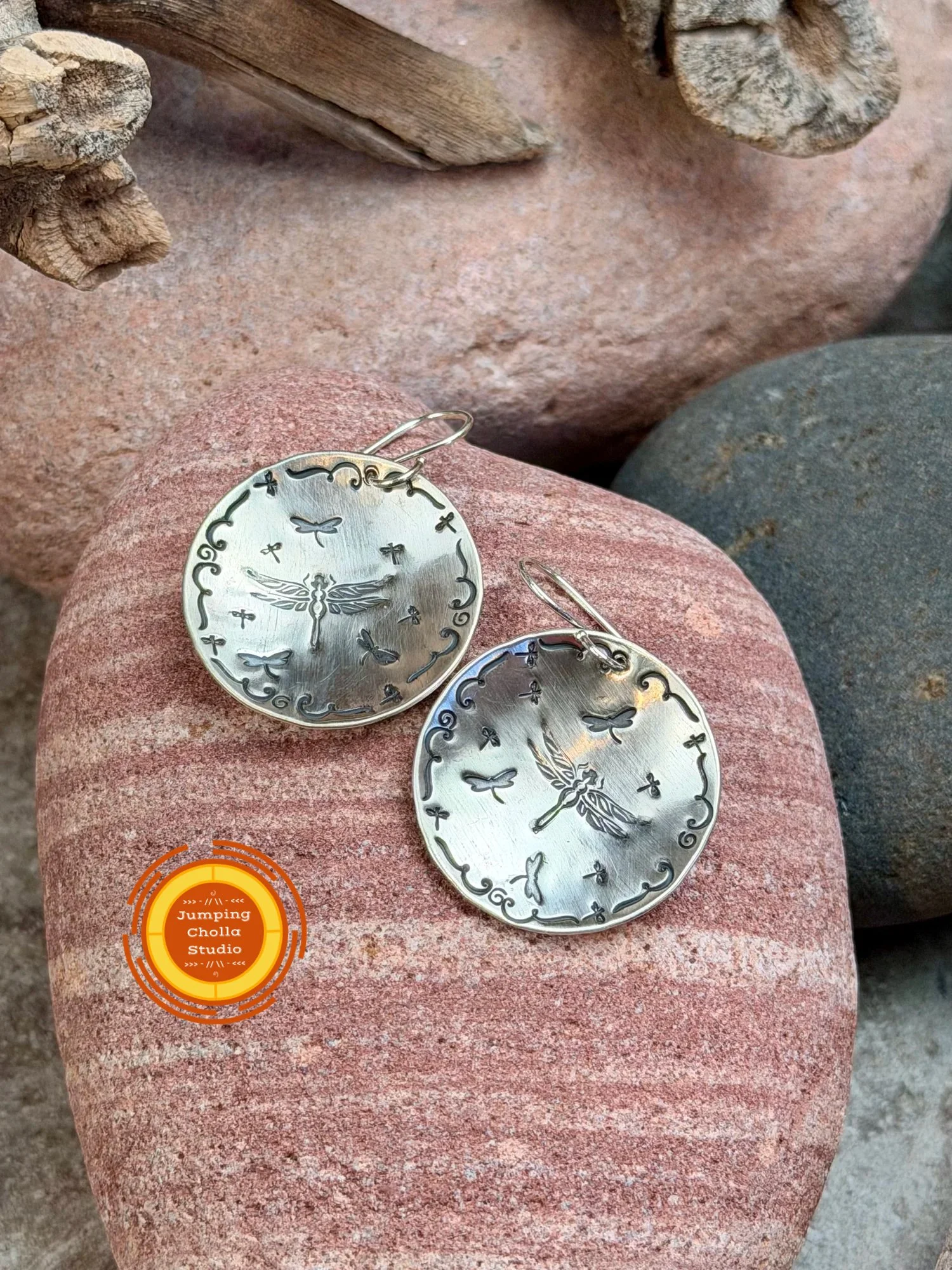 Stillwater Dragonfly Sterling Silver Earrings front view 2