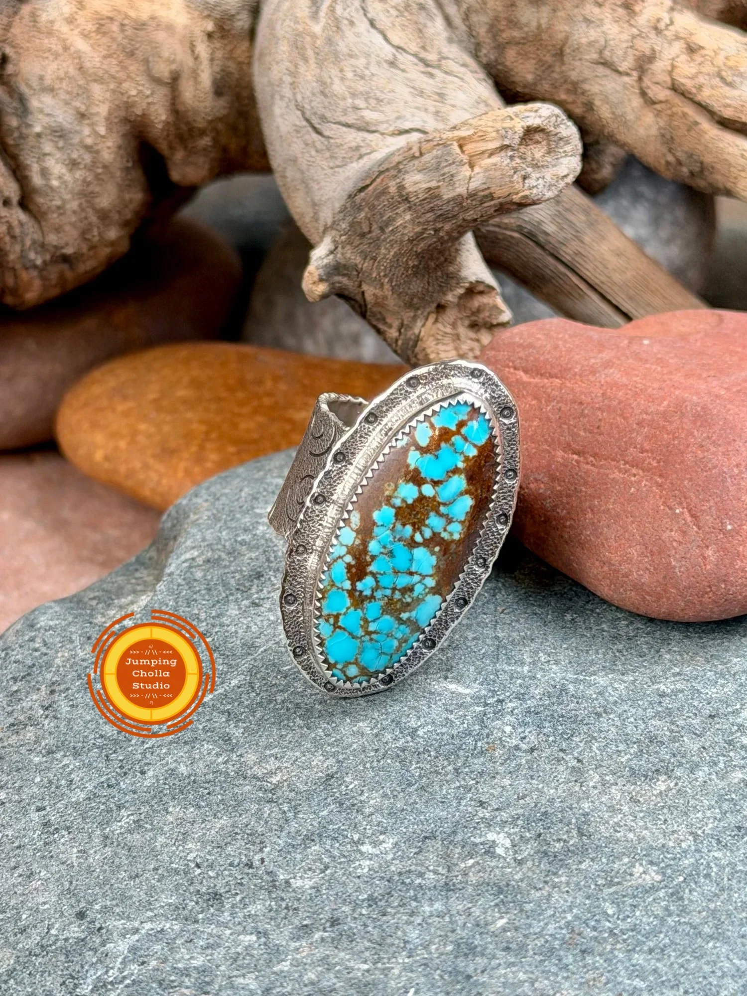 Skyfire Turquoise Ring front view 2