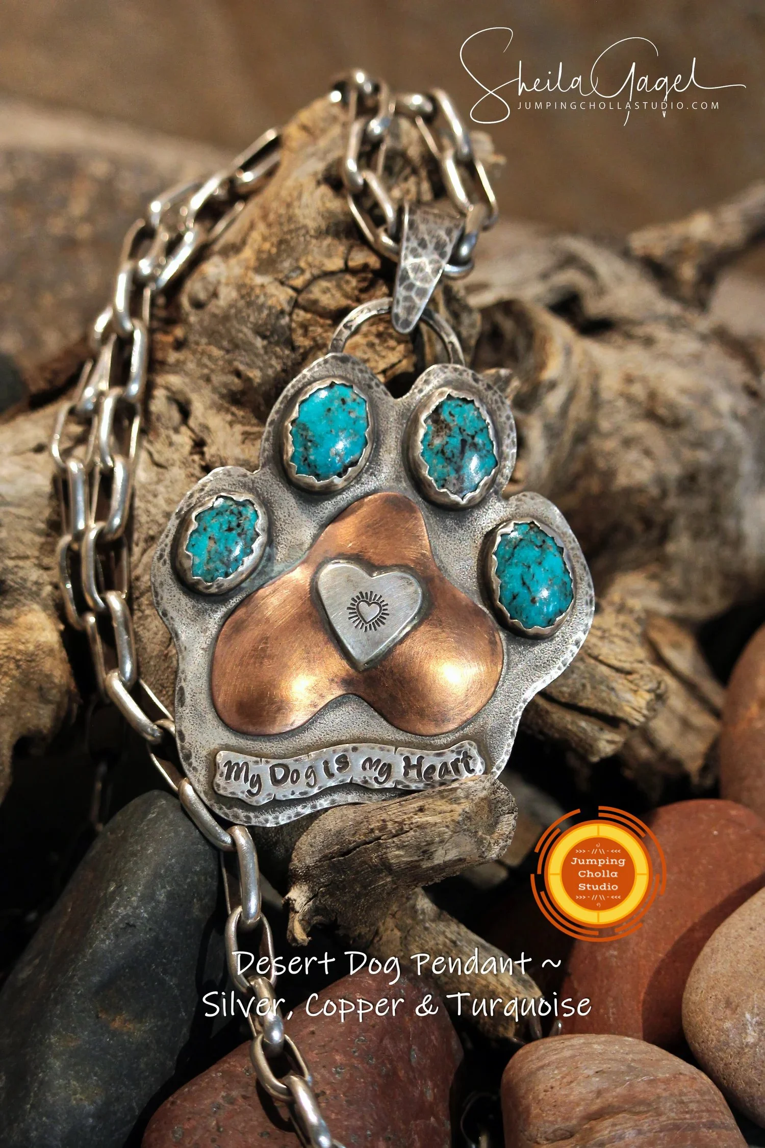 Desert Pets Silver & Copper Custom Pendants