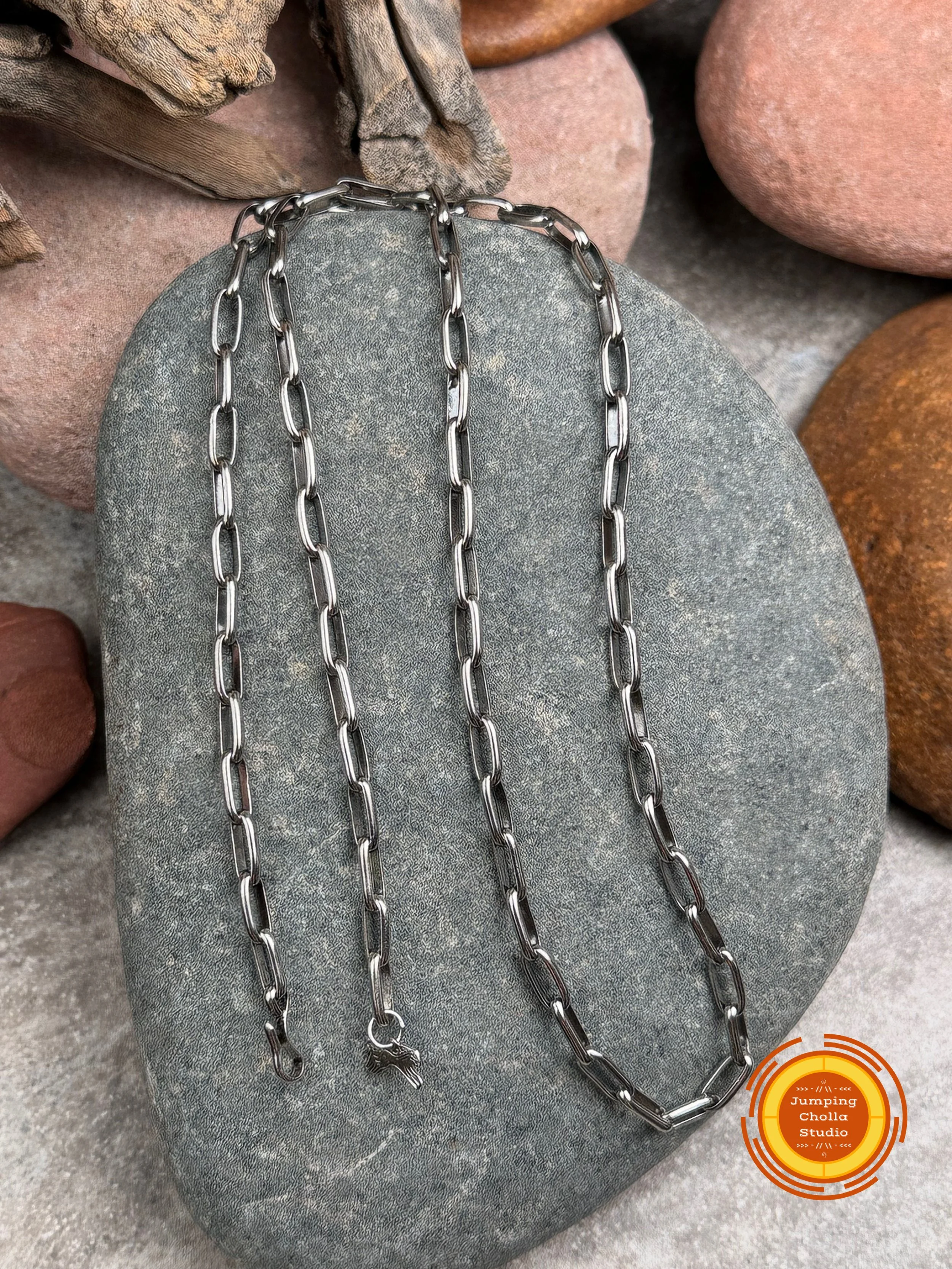 Handcrafted Sterling Silver Paperclip Chains - Half Round Medium Weight Wire